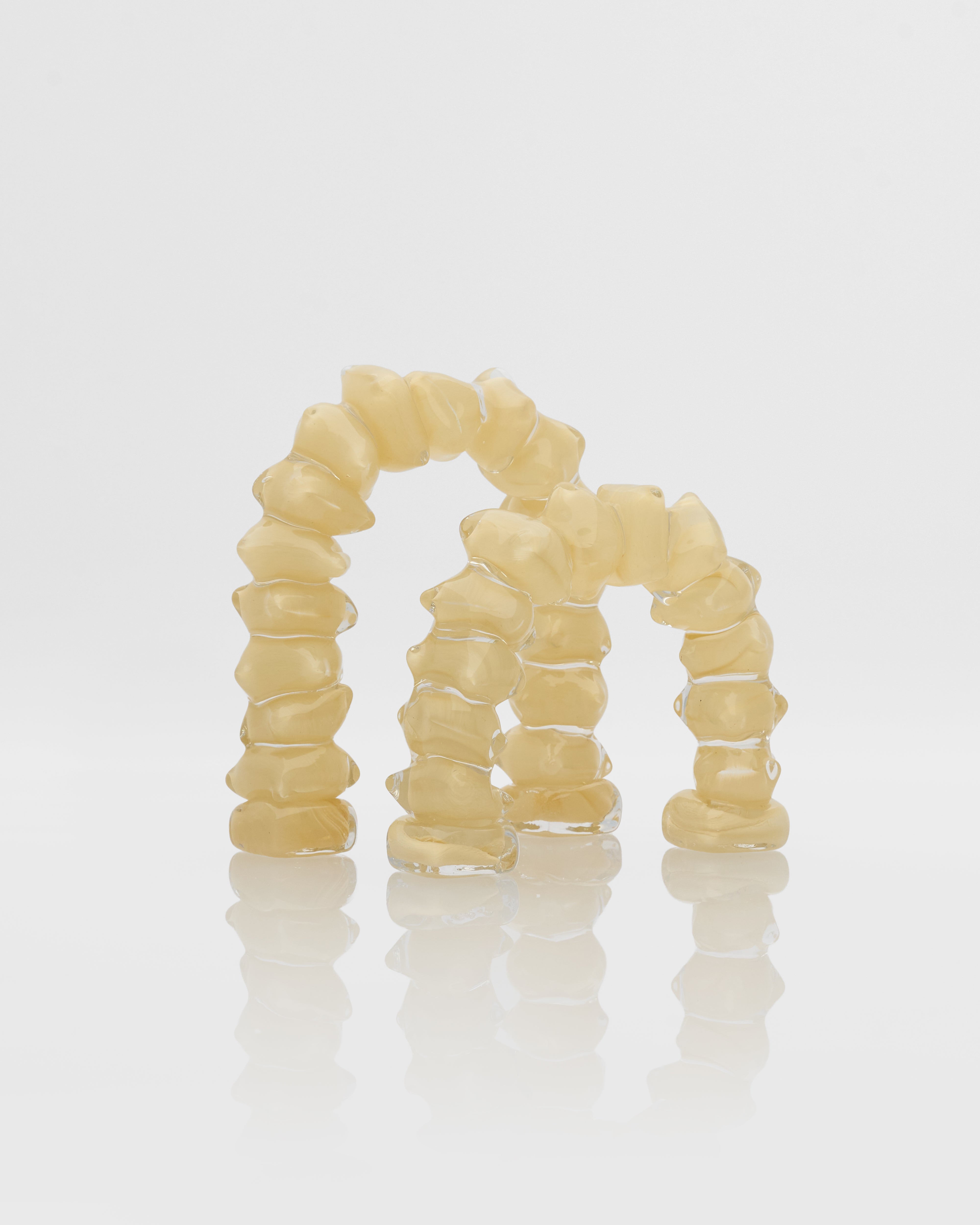 Beige Arc Ring Decor Set luxury home accent featuring interlocking sculptural rings in neutral beige tones
