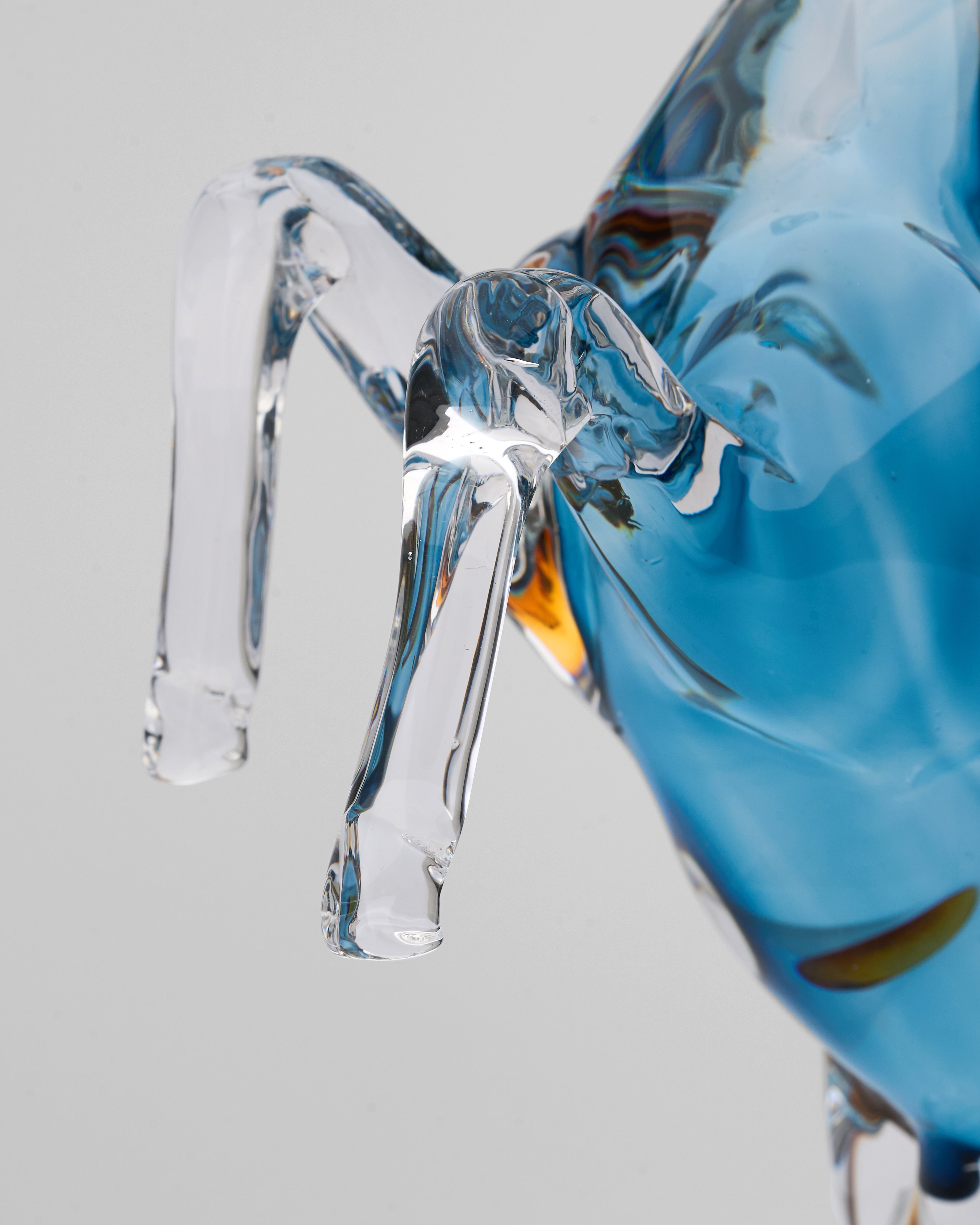 Detailed view of Blue Wave Horse Glass Decor highlighting premium equine features and luxurious finish
