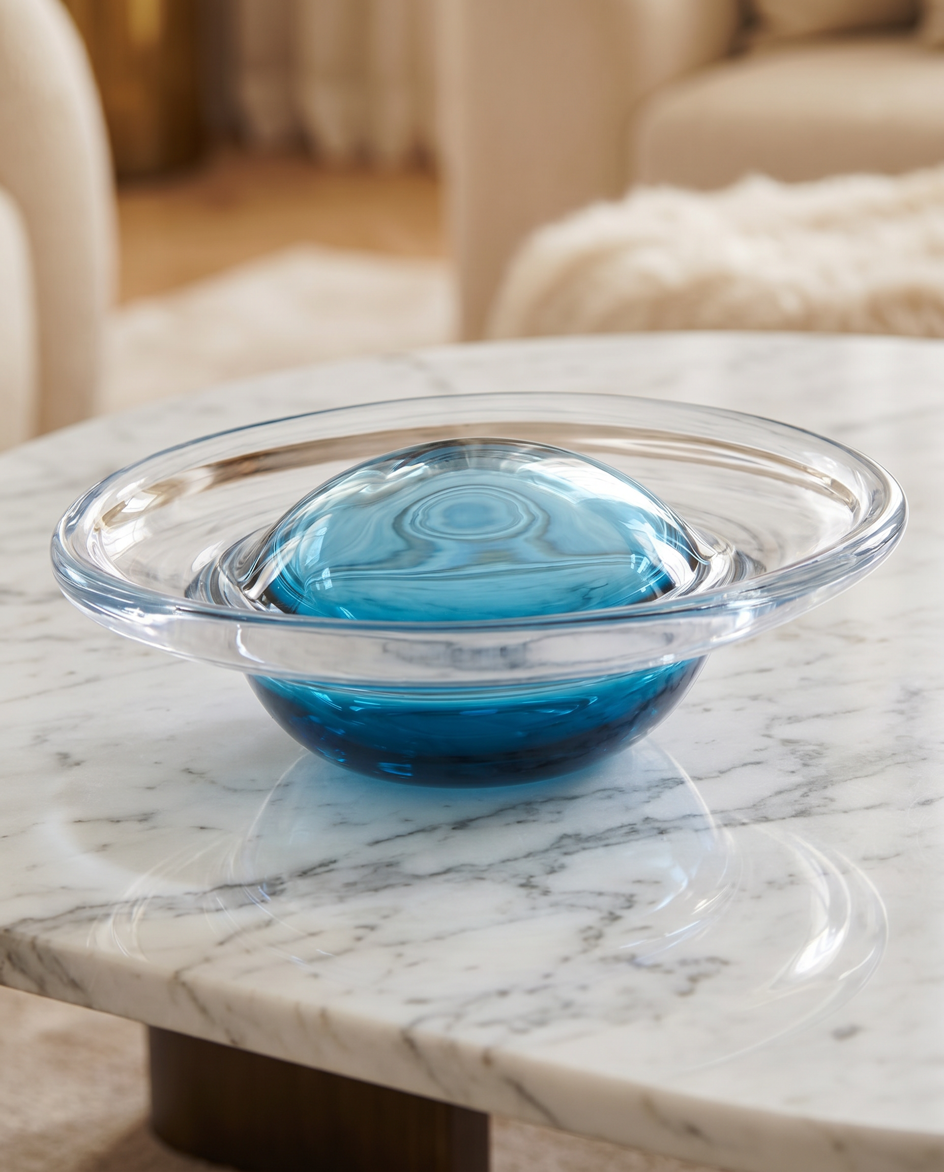 Fruity Platter Crystal Glass Decor - Blue