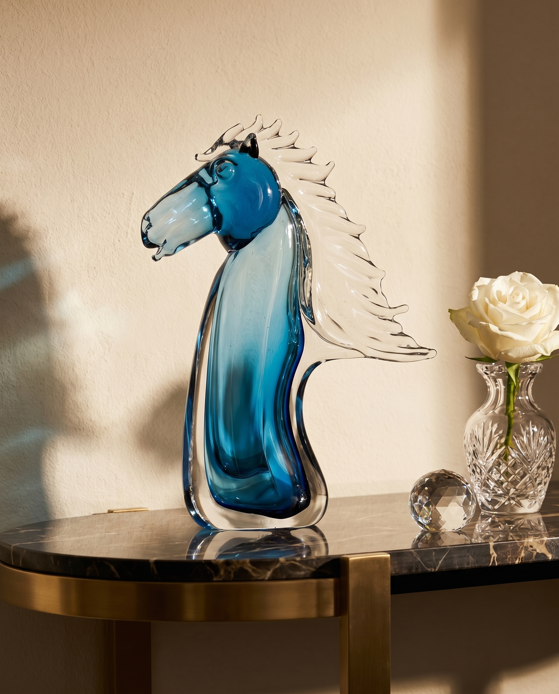 Zaphire Blue Clear Horse Decor - Crystal Glass