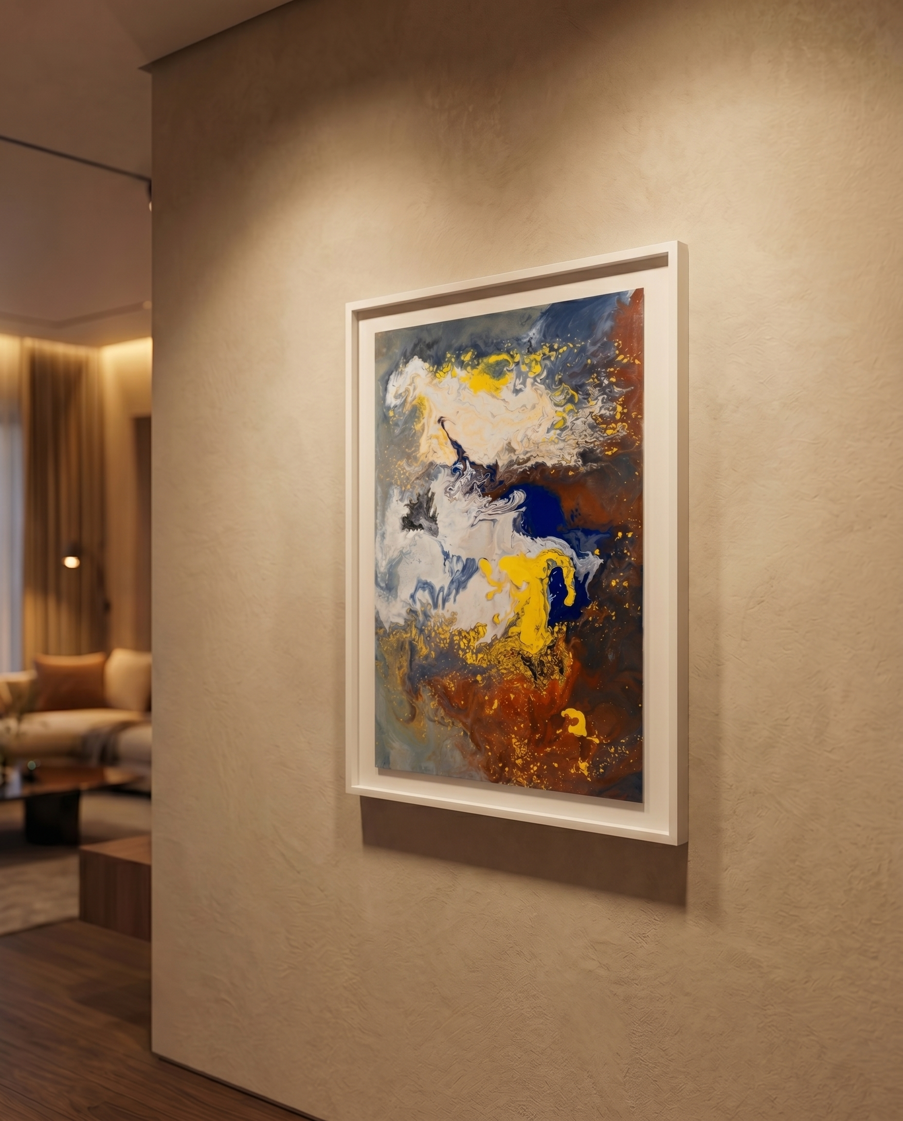 Blue Tides Abstract Expressionist Canvas Wall Art