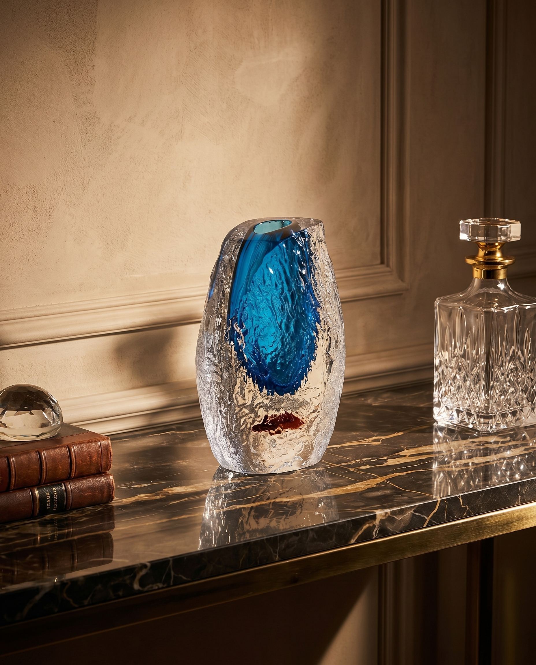 Solstice Modern Crystal Glass Vase - Blue
