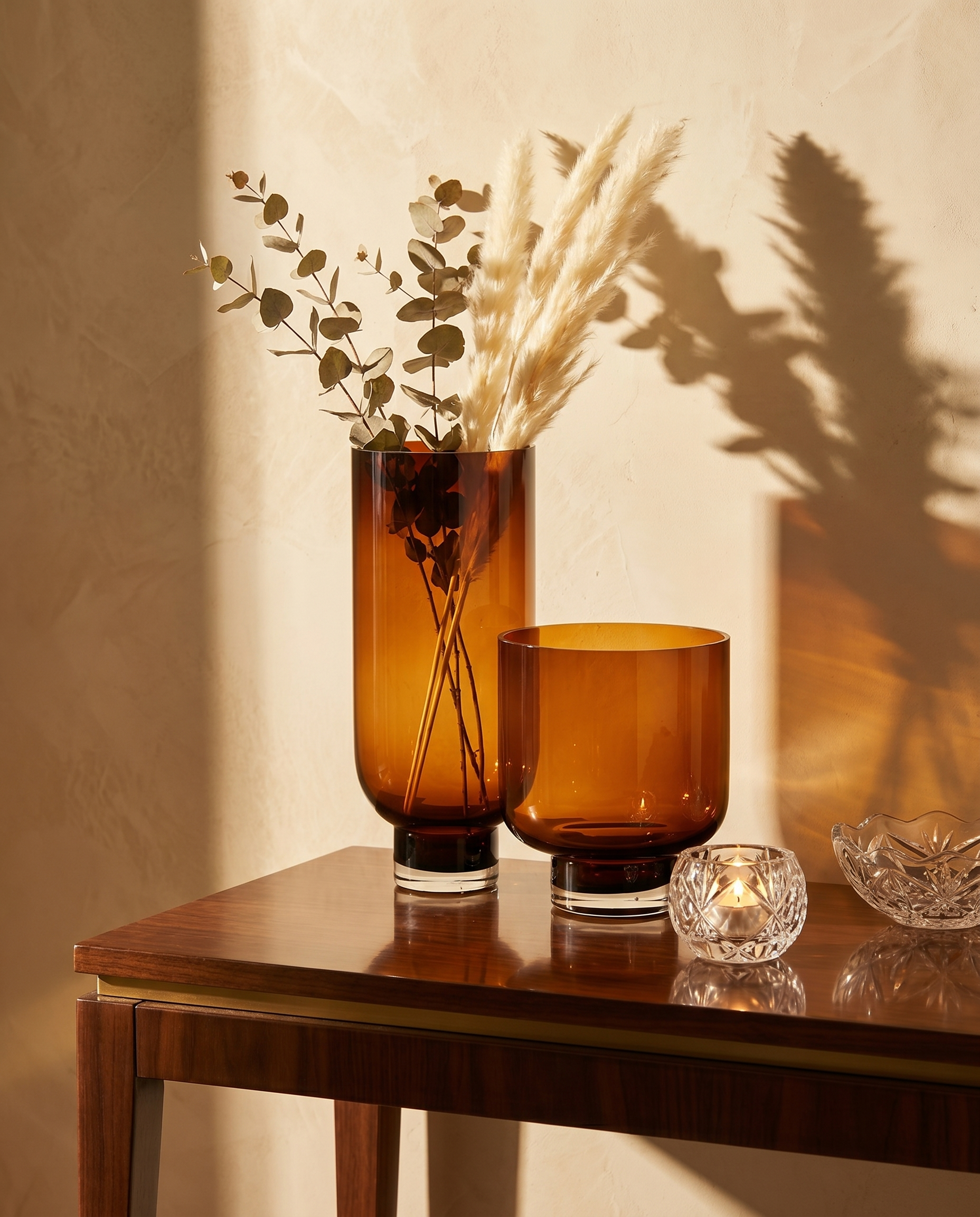 Noctura Dark Brown Cylindrical Vase Set