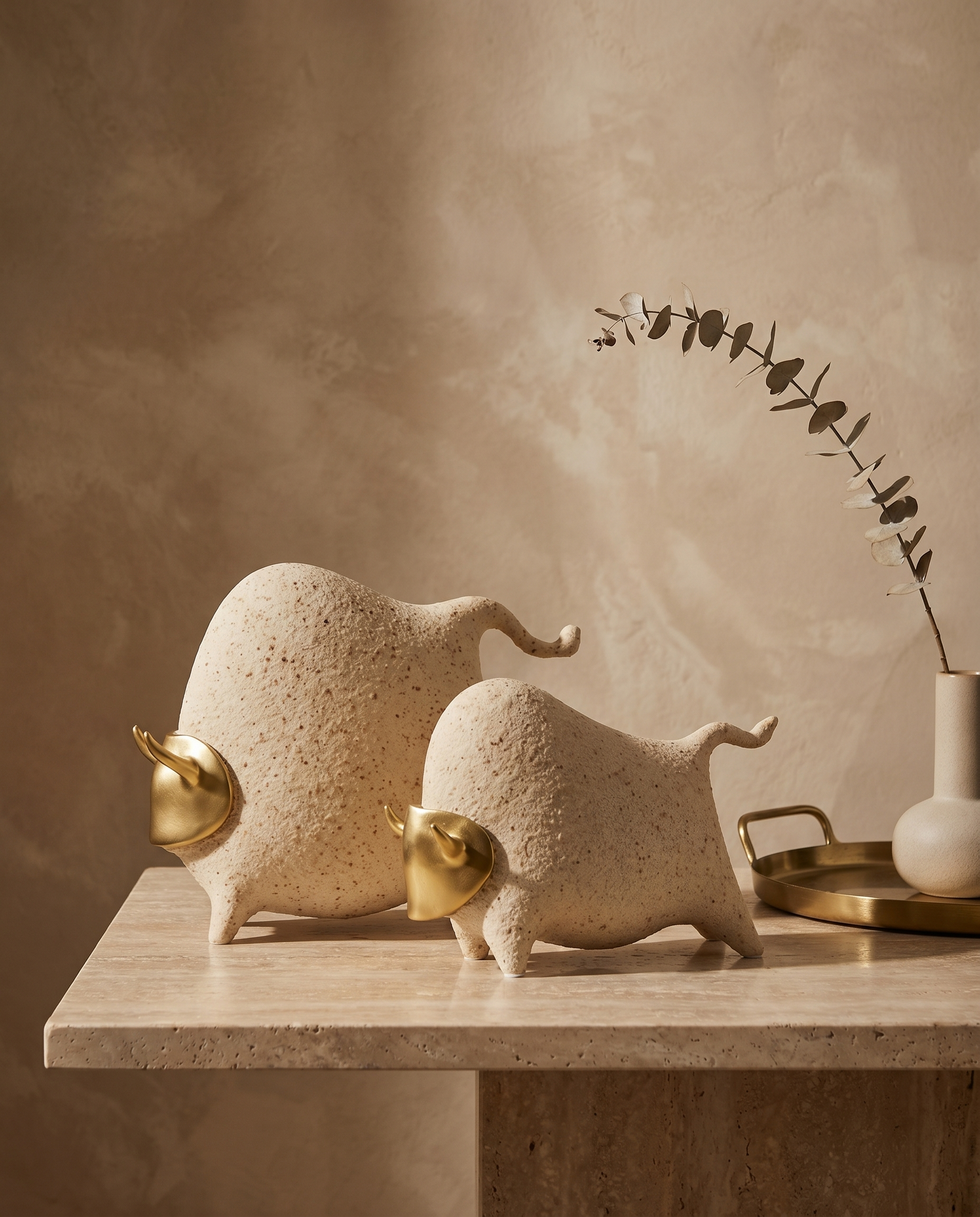 Ceramic Bull Abstract Decor
