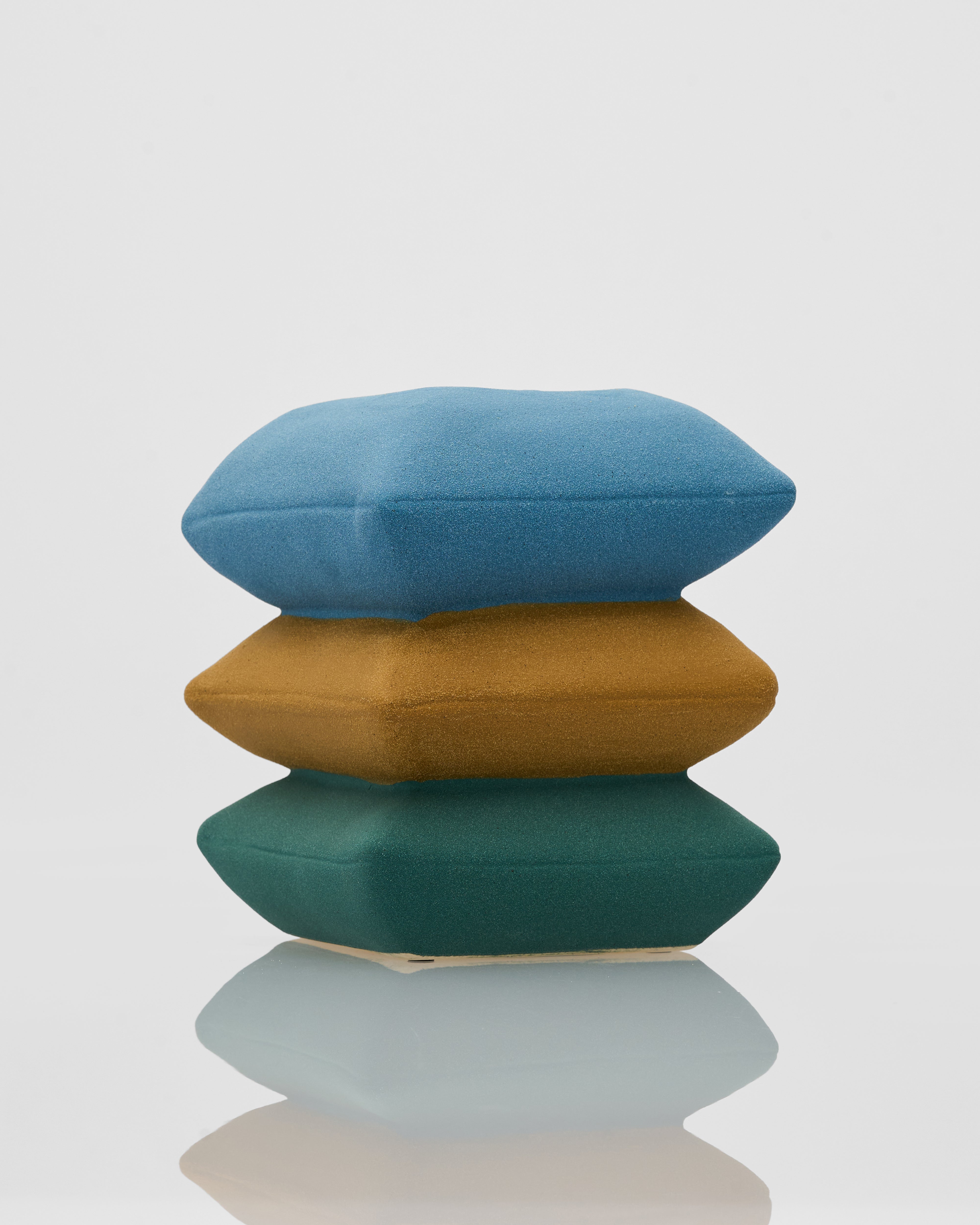 Ceramic Pillow Deck 3 Layered styled as luxury accent piece for modern, contemporary and artistic interiors
