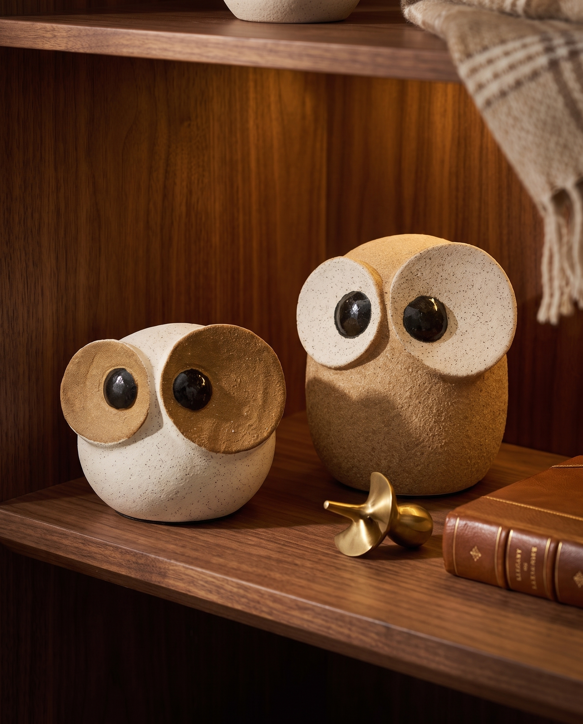 Twin Owl Ceramic Decor