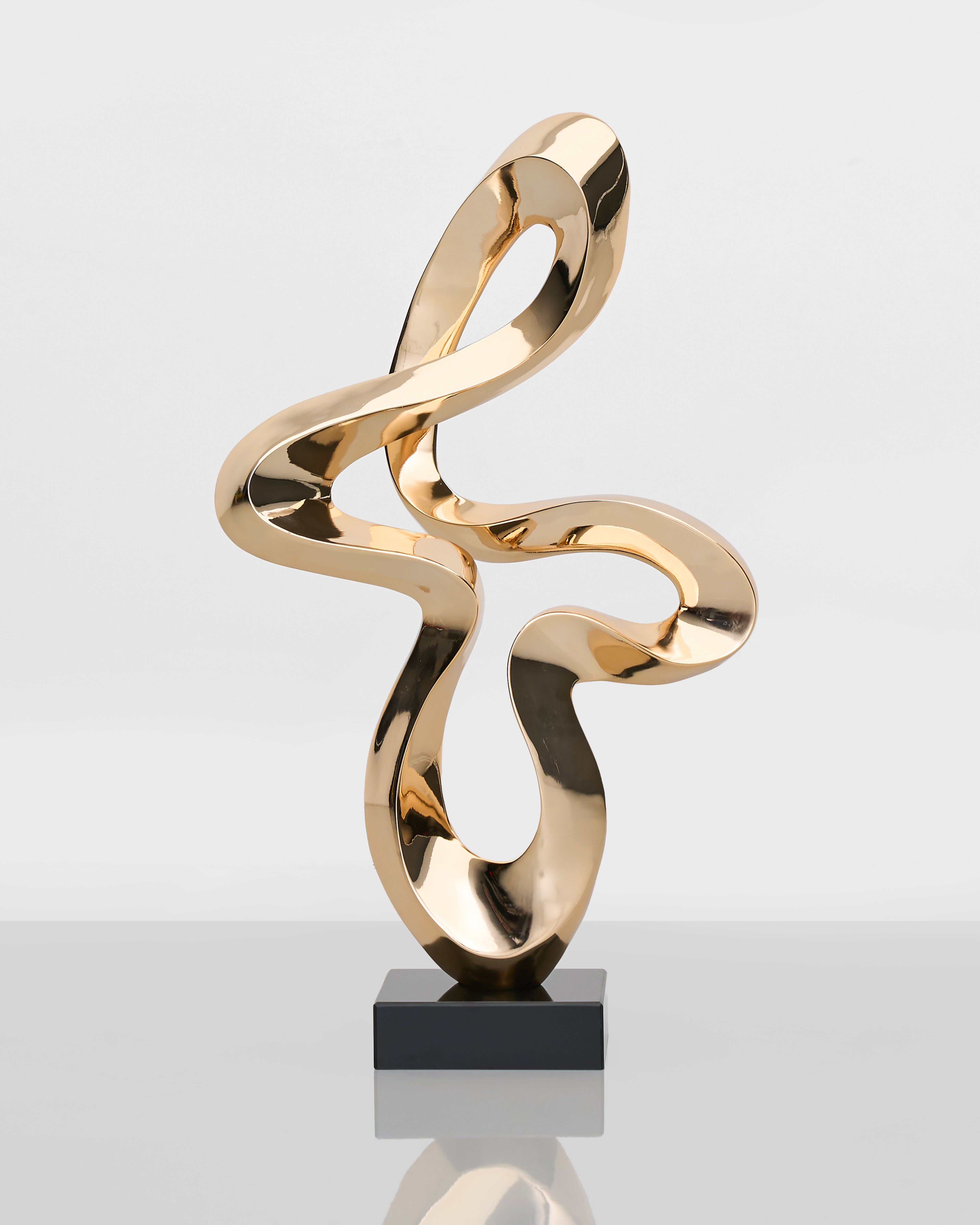 Contemporary Flow Curve Large Resin Sculpture - Rose Gold