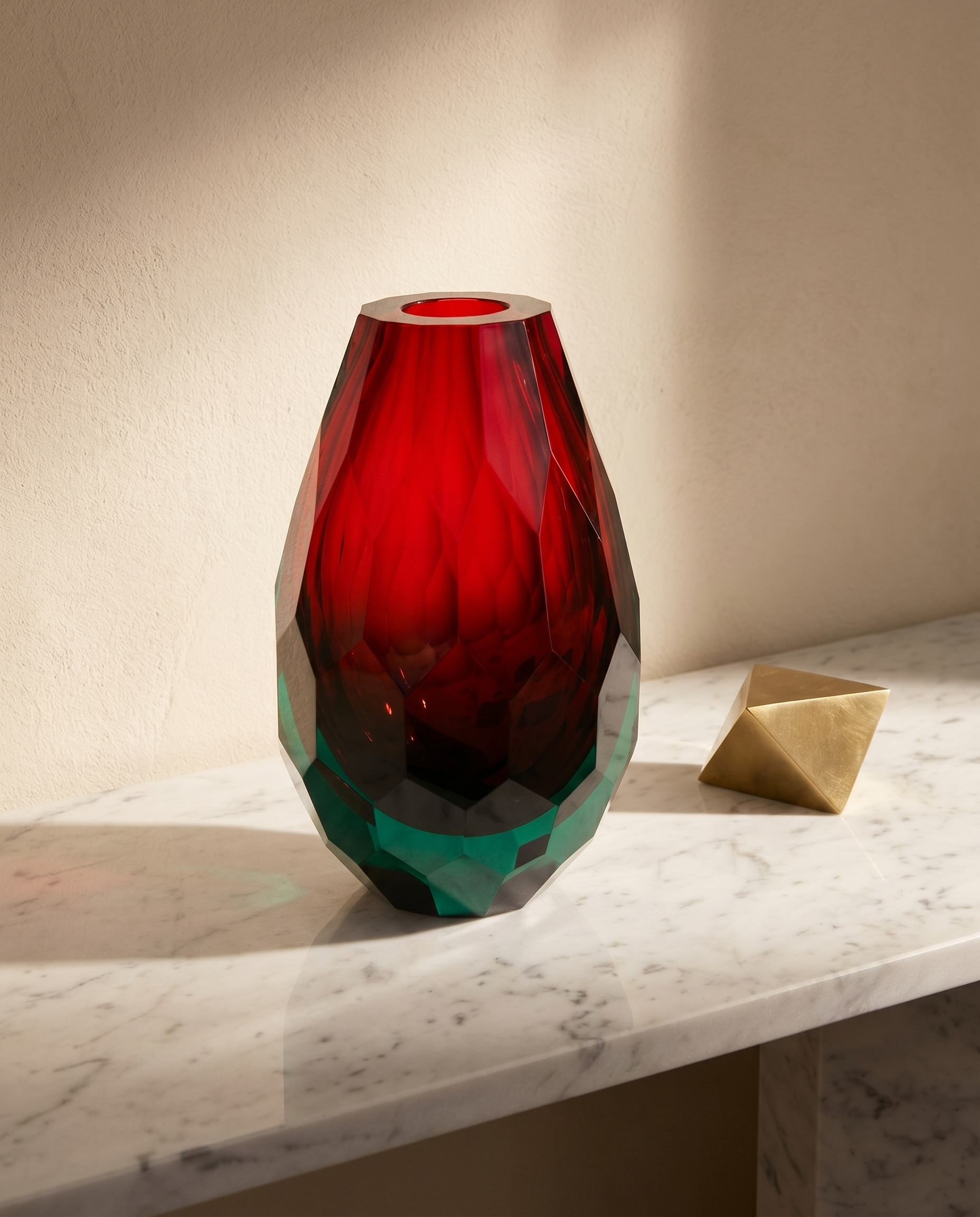 Crimson Crown Crystal Glass Vase