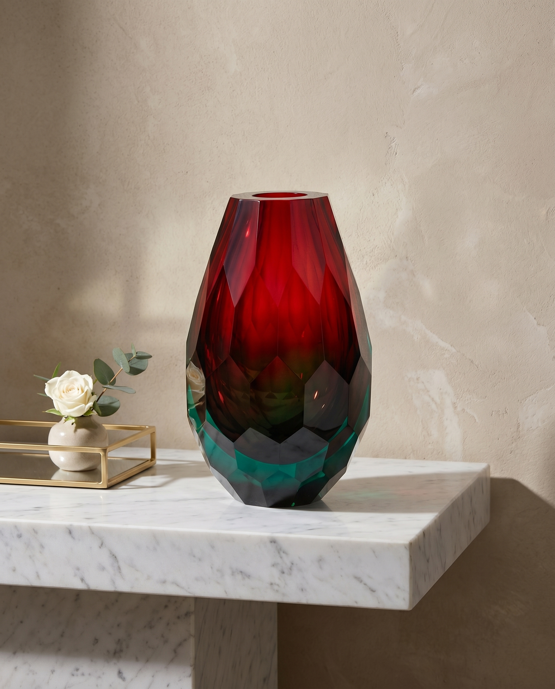 Crimson Crown Crystal Glass Vase