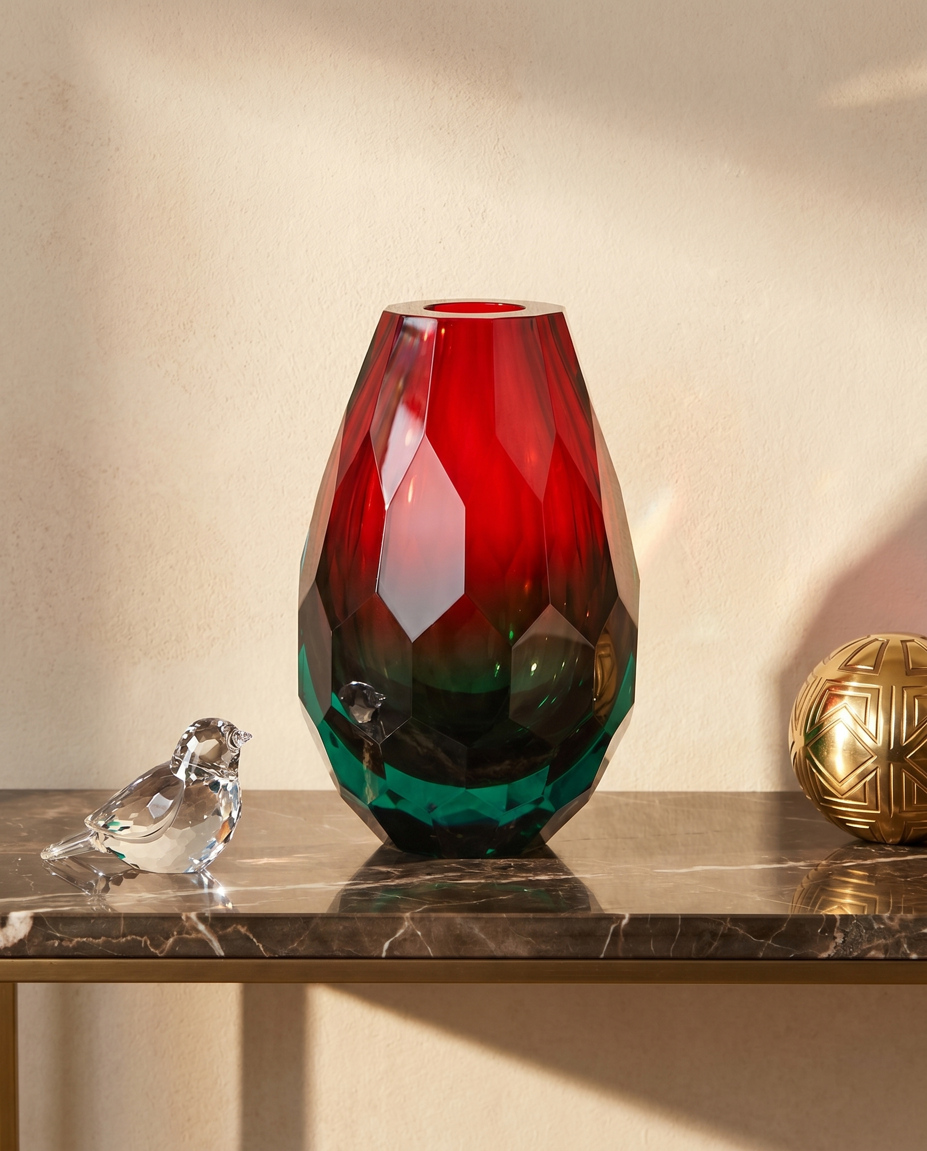 Crimson Crown Crystal Glass Vase