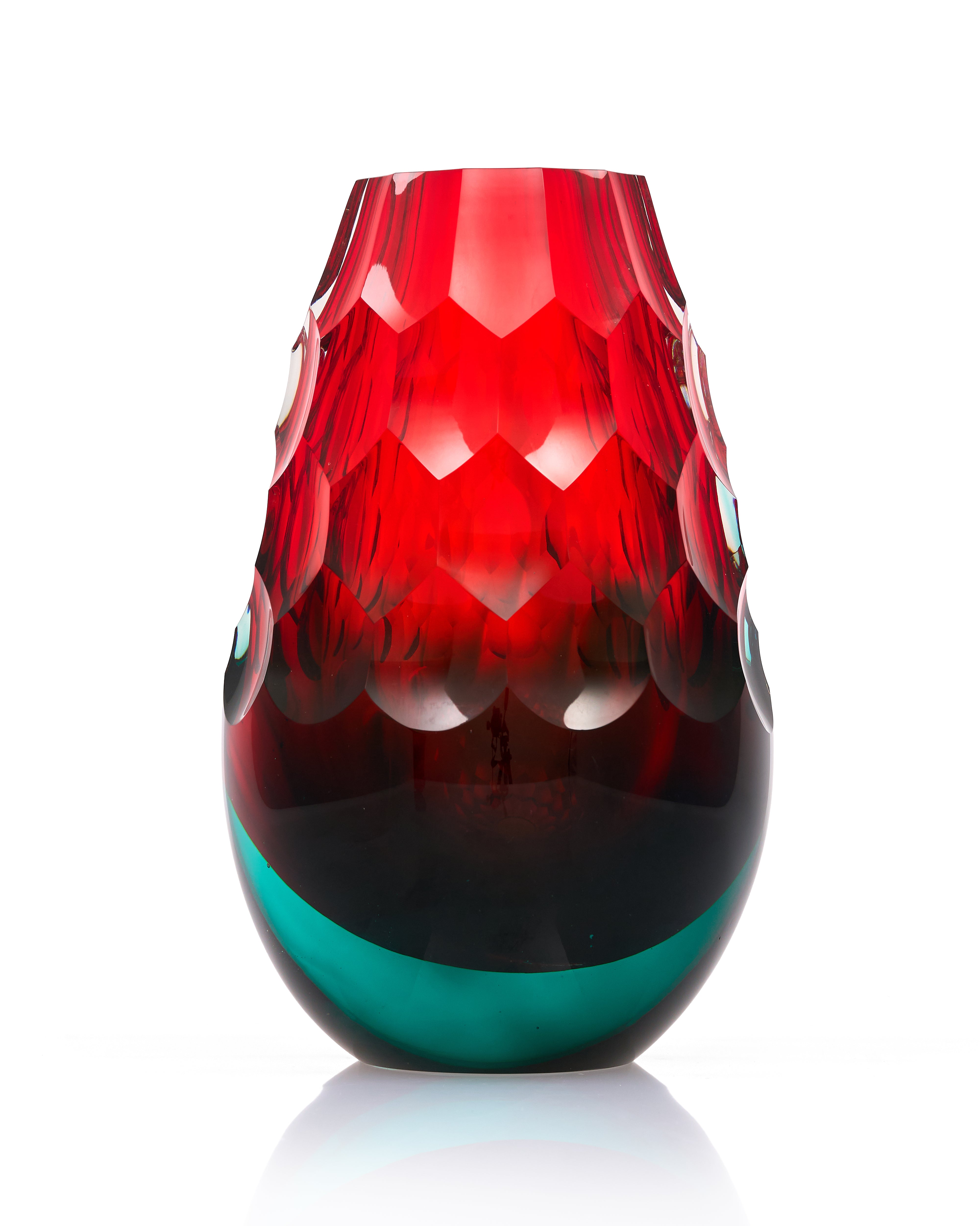 Crimson Crystal Cut vase