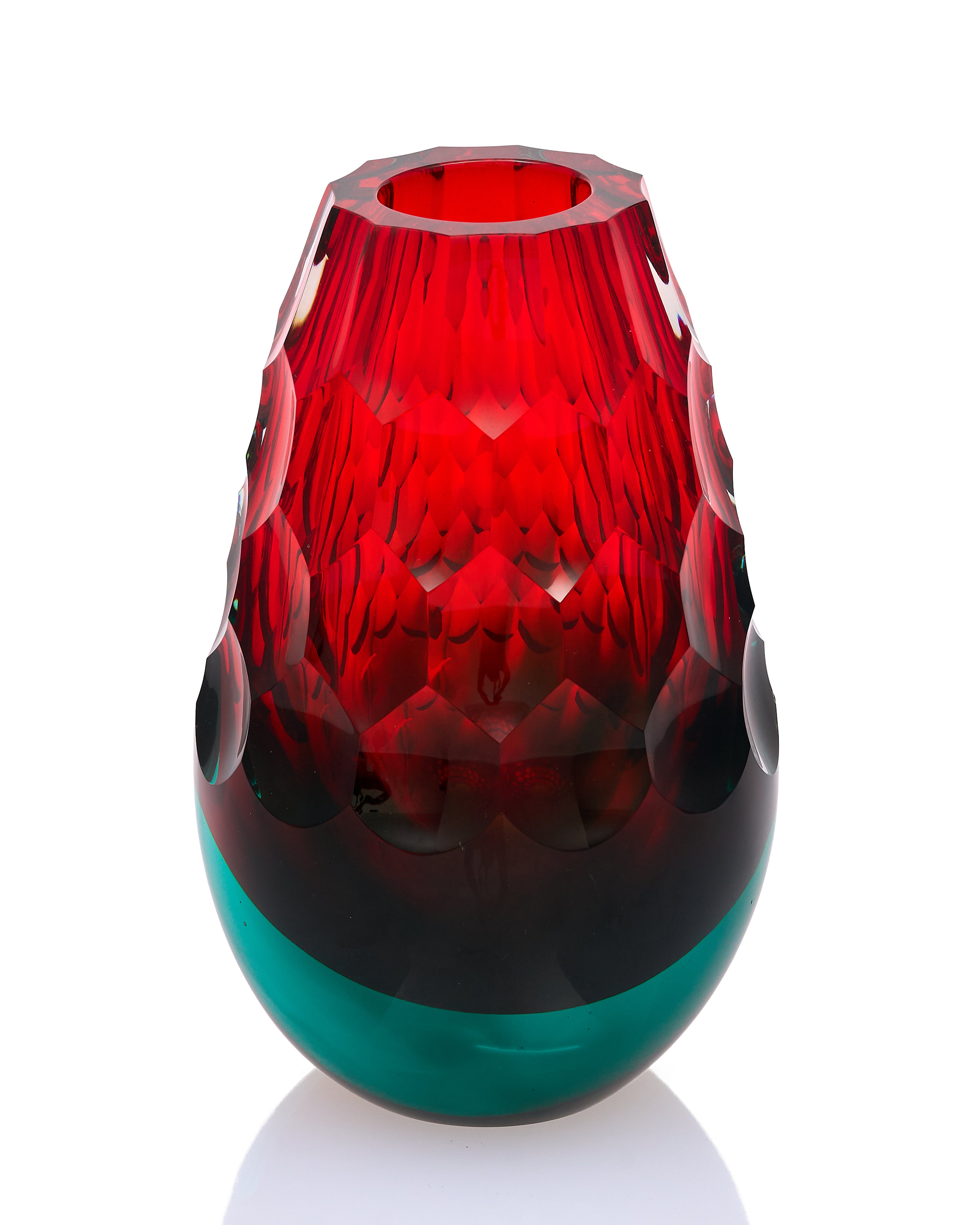 Crimson Crystal Cut vase