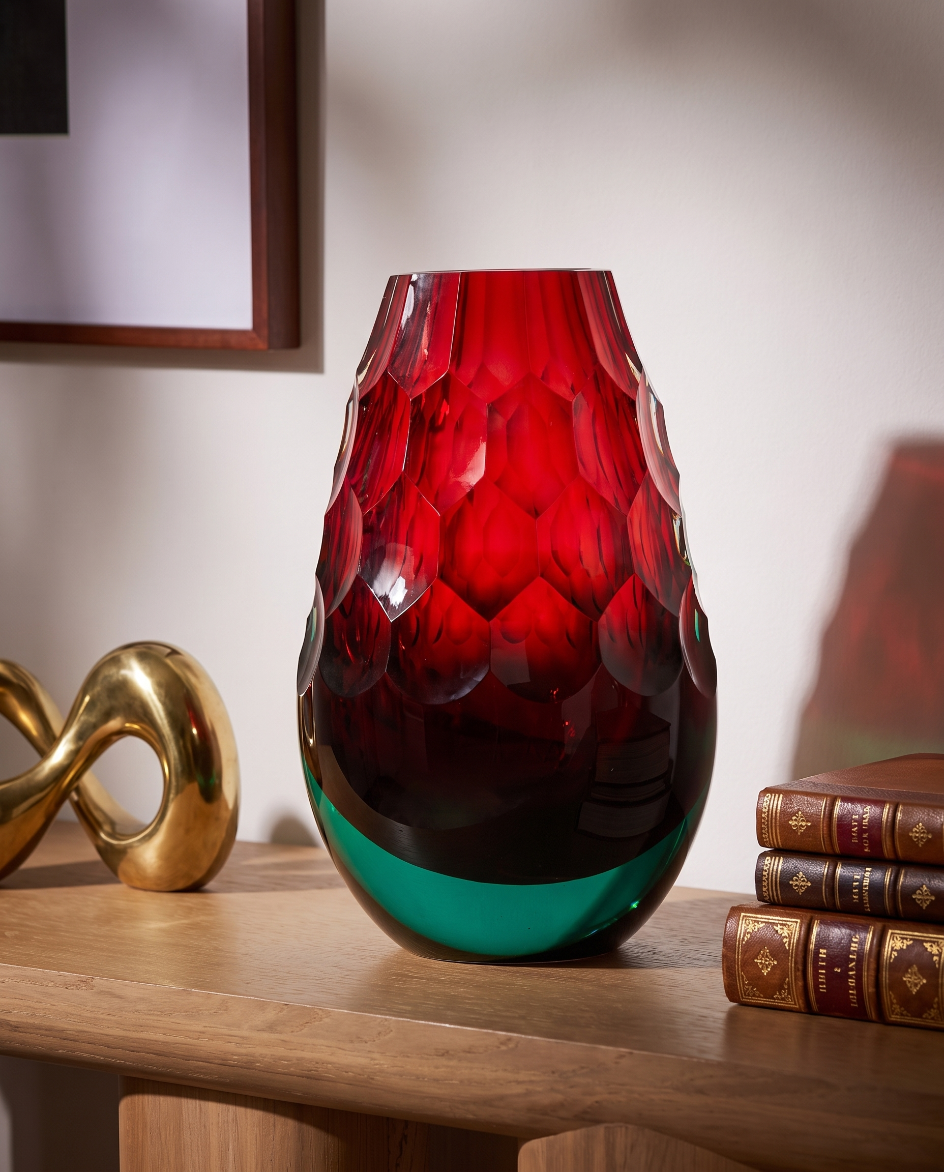 Crimson Crystal Cut vase