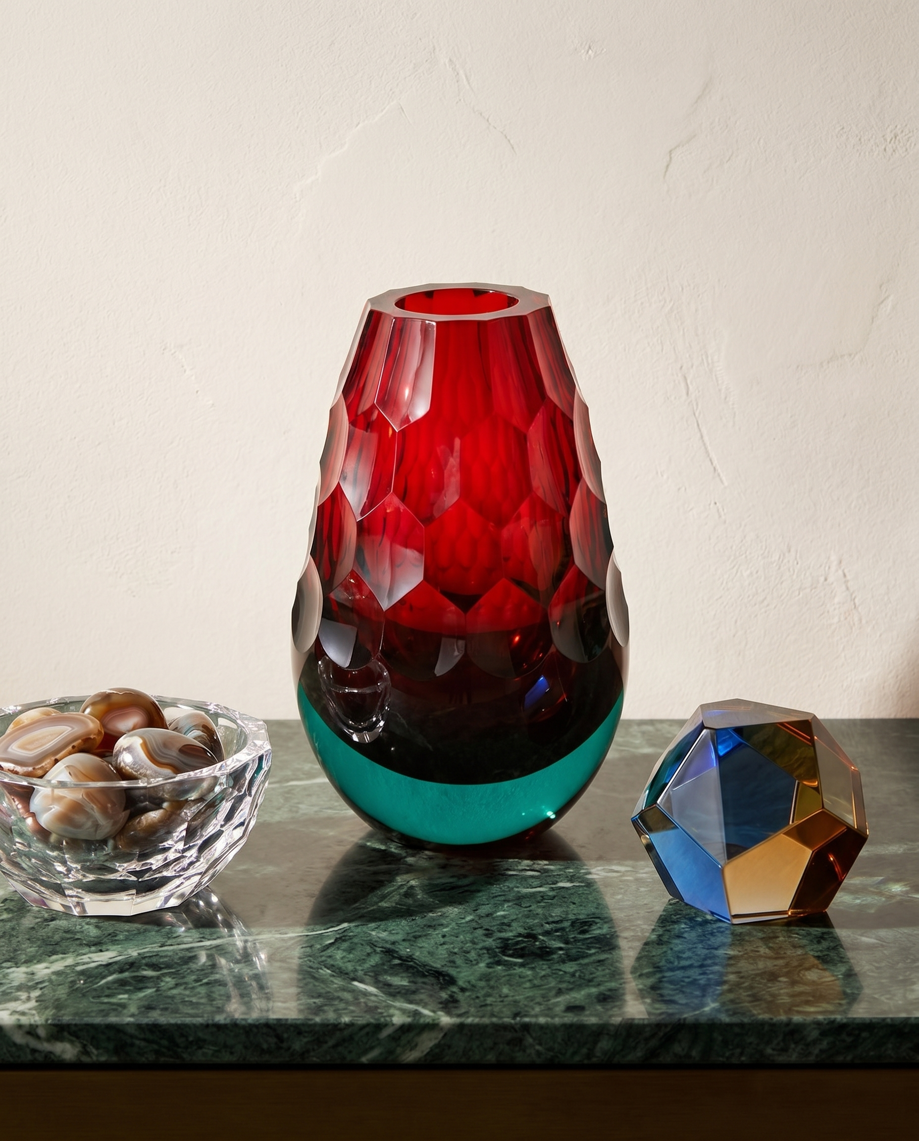 Crimson Crystal Cut vase