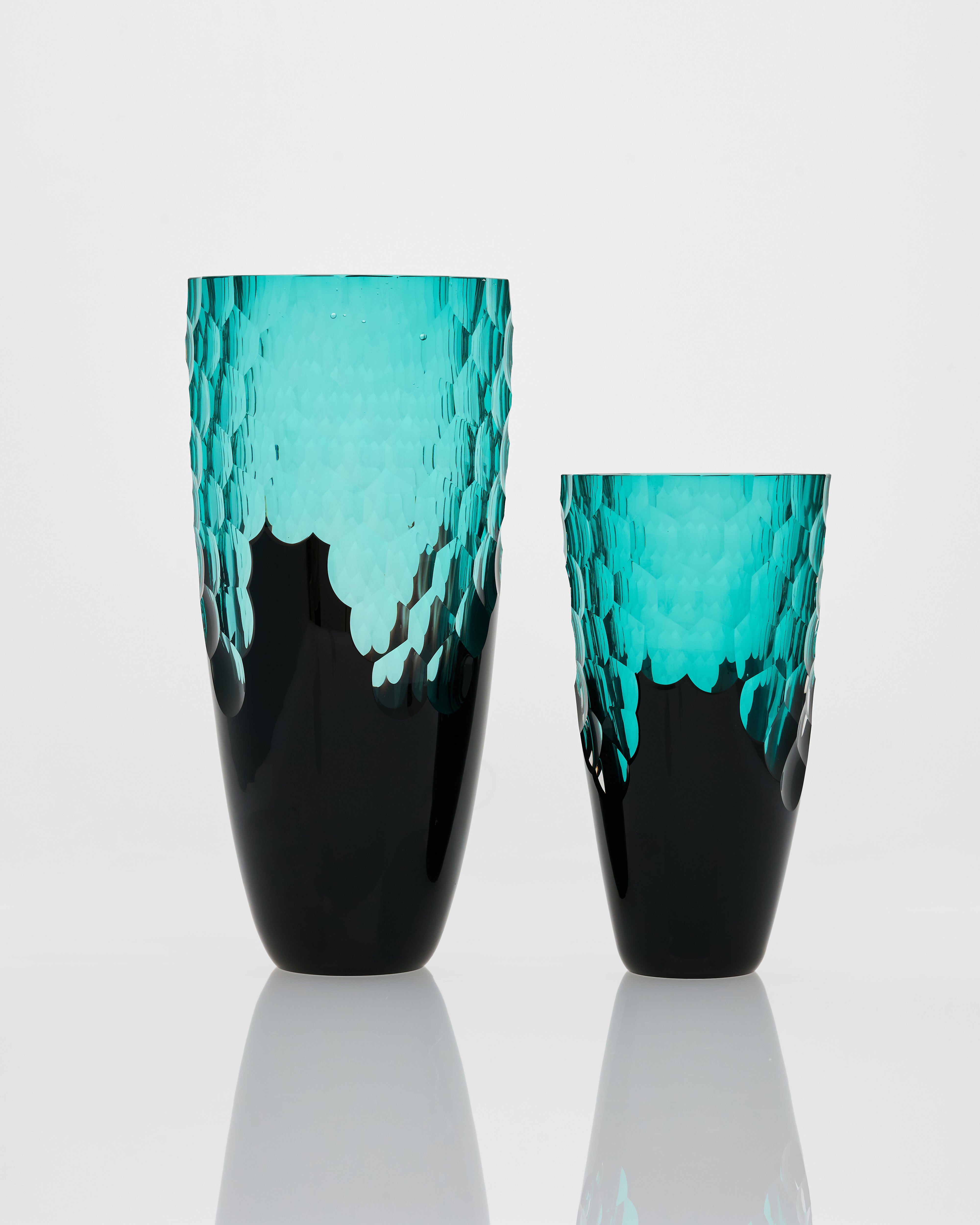 Cyan Crystal Glass Edge Vase