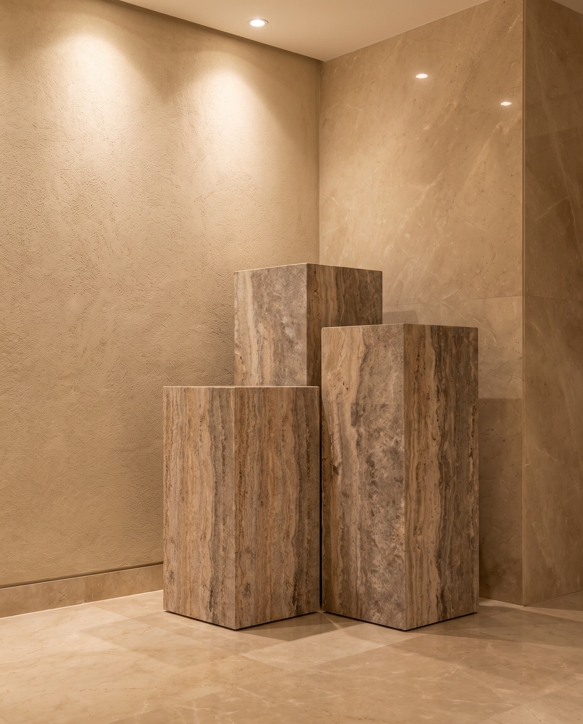 The Monolith Trio Pedestals - Textured Griege