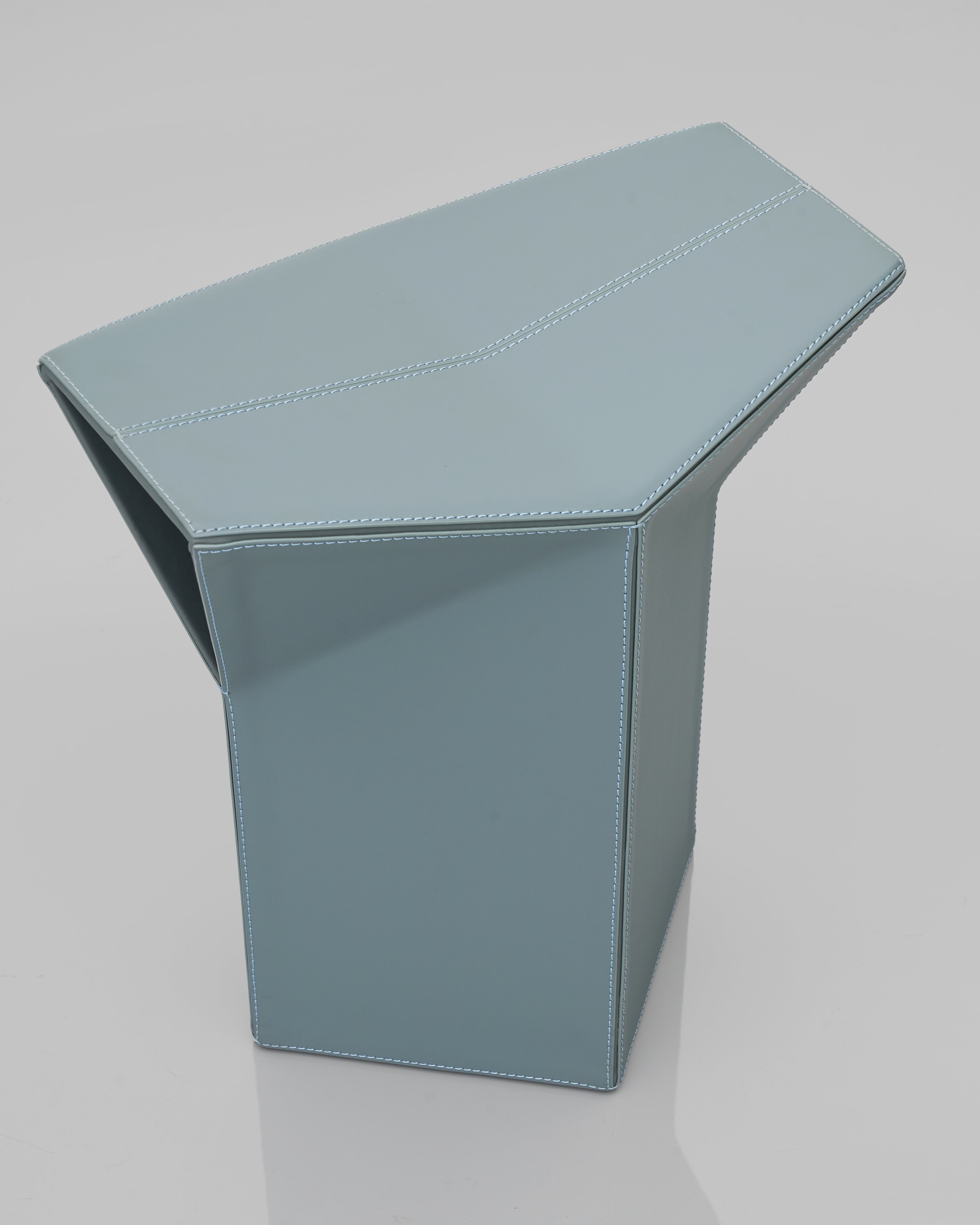 Close-up of Diamond-Form Conical Leather Side Table showing leather texture and meticulous craftsmanship
