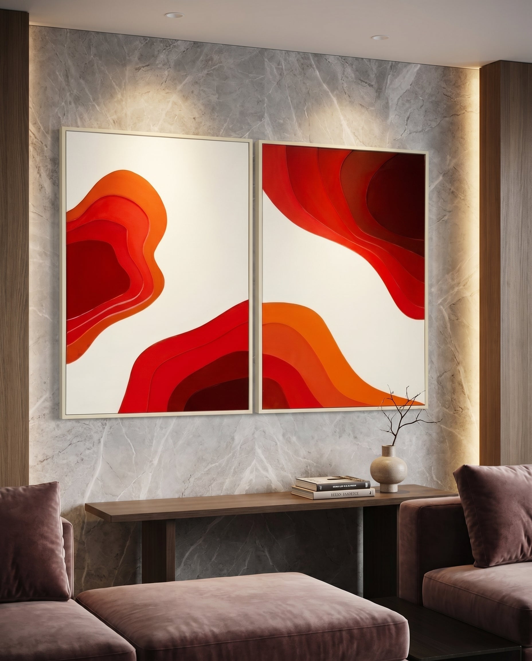 Crimson Currents - Abstract Acrylic Wall Art