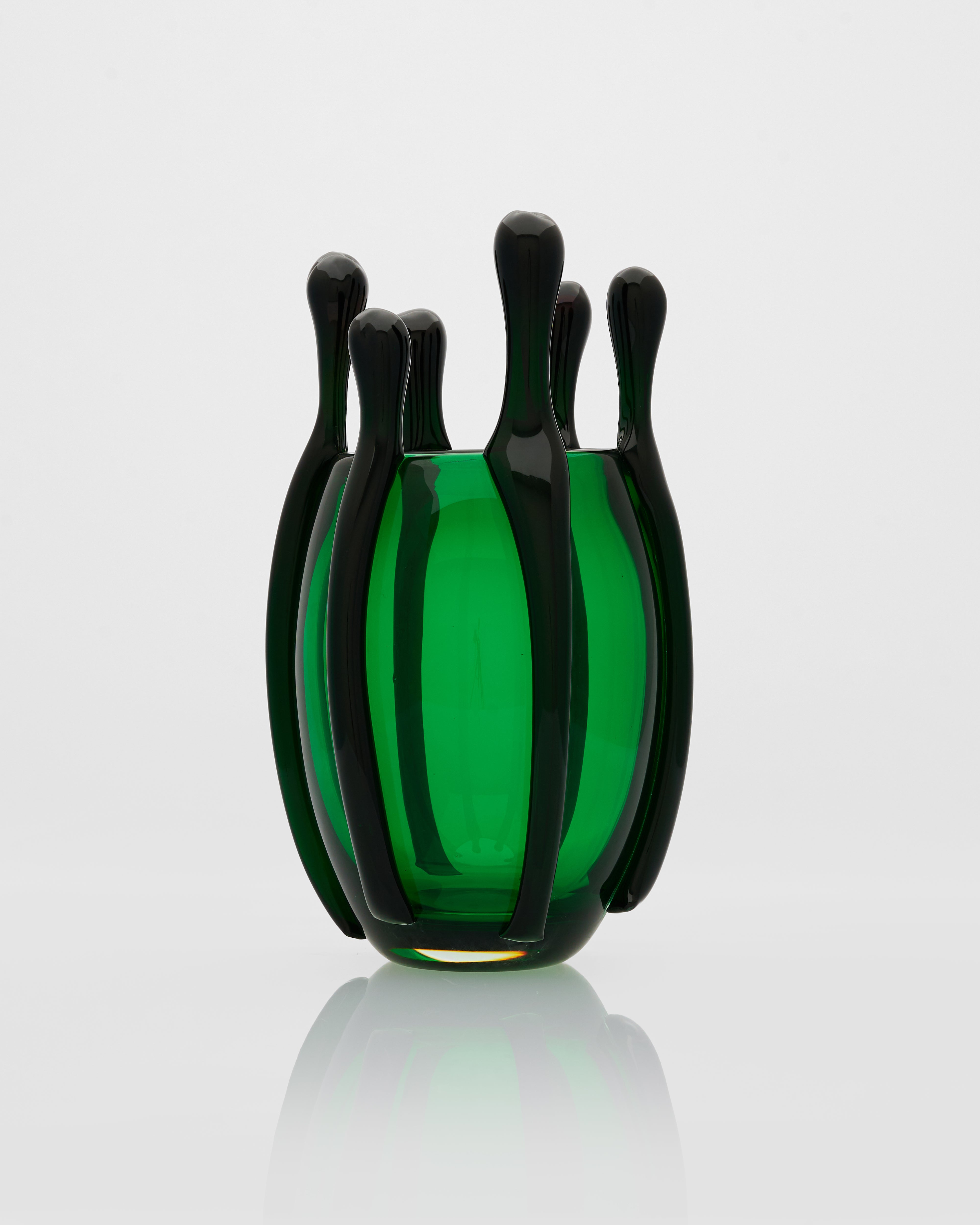 Drop Tail Modern Vase luxury home accent in green and brown with sleek contemporary sculptural design
