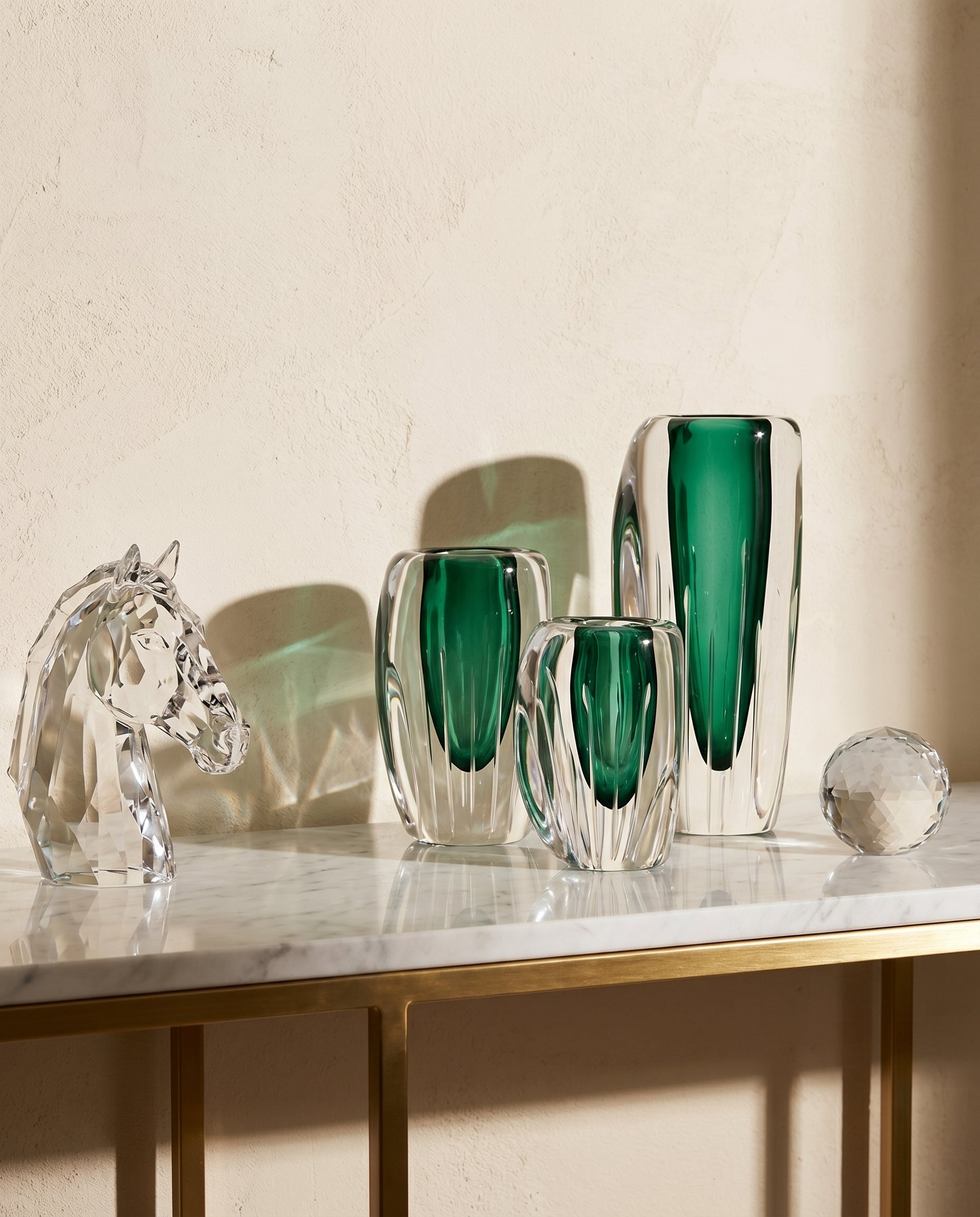 Drop Textured Vases Set - Dark Green