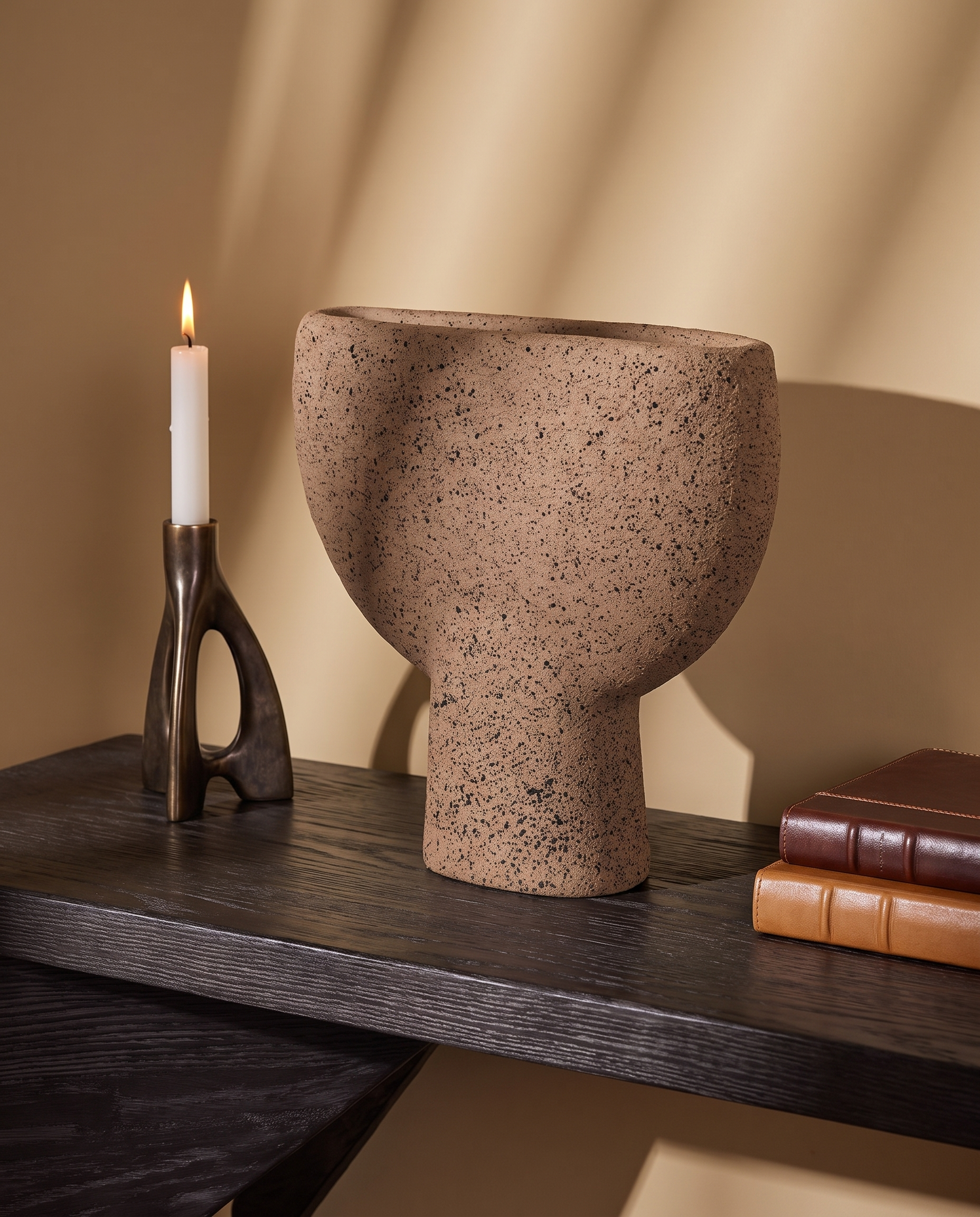 Dune Pedestal Cement Vase - French Bistre