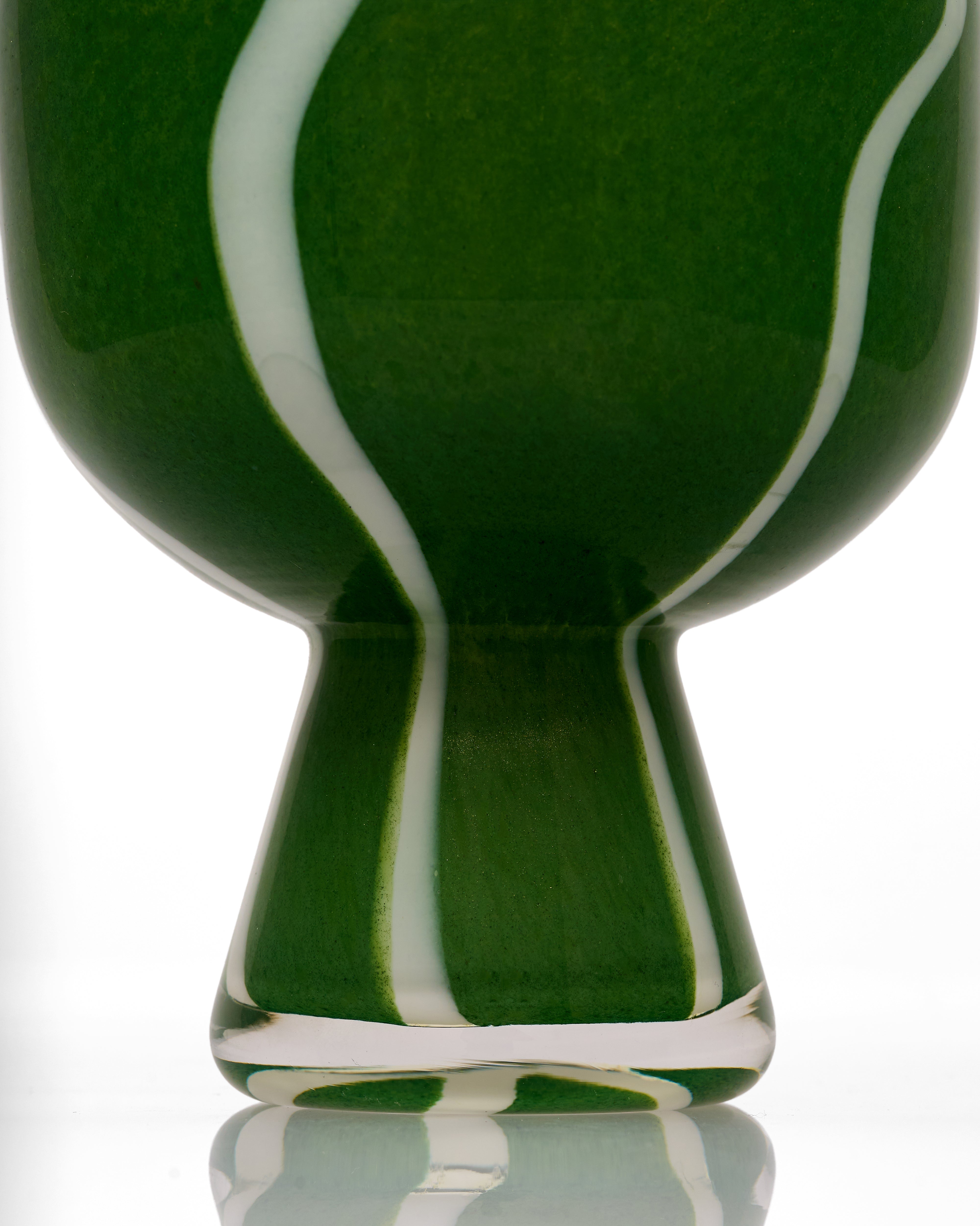 Malachite Palm Green Murano Vase Set