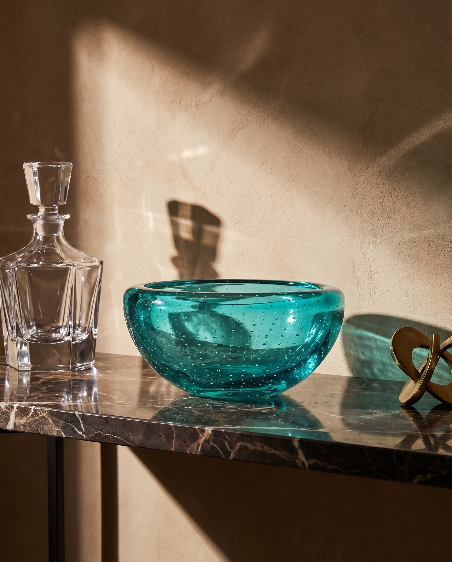 Elaris Teal Crystal Glass Vase