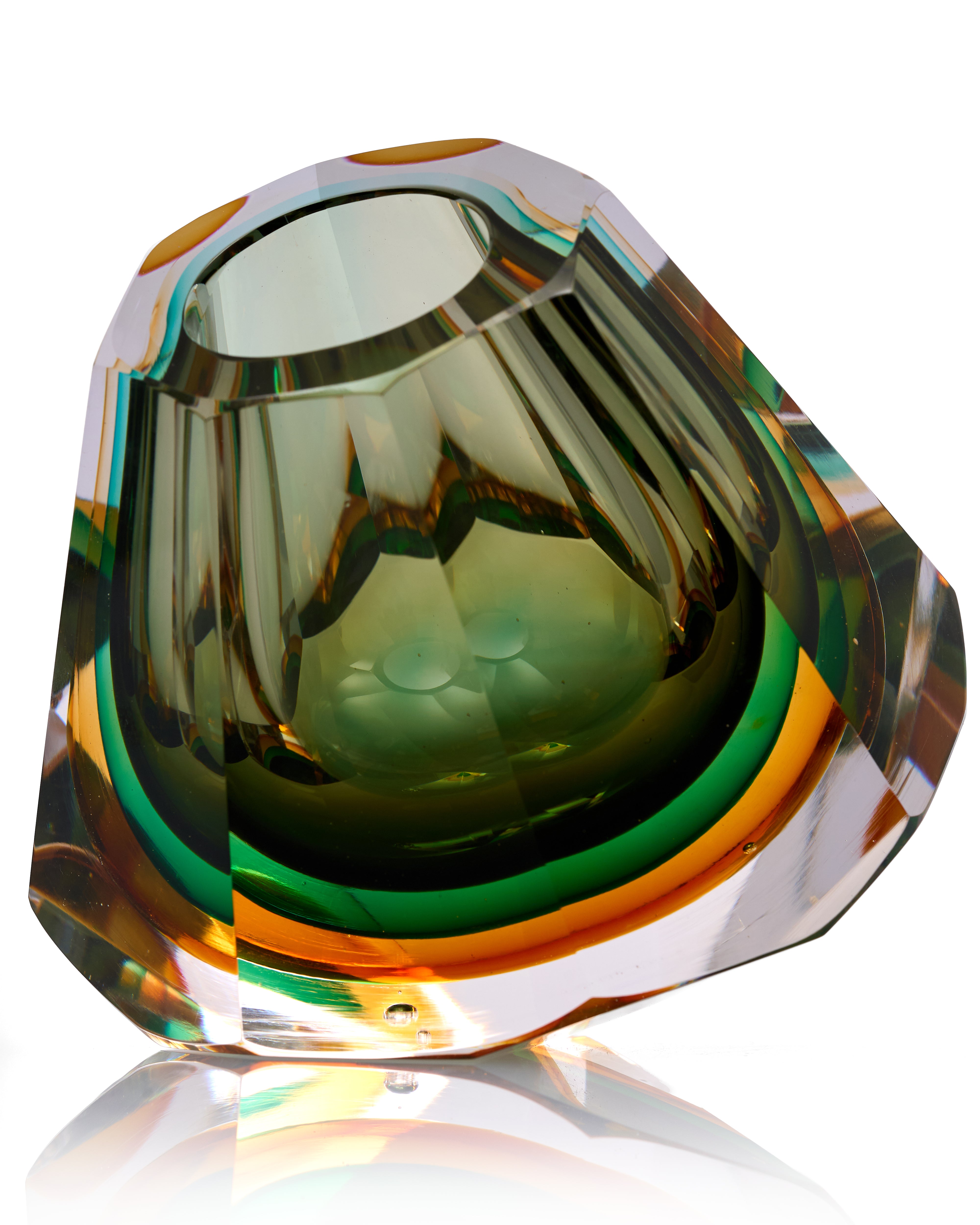 Emerald Facet Crystal Glass Vase