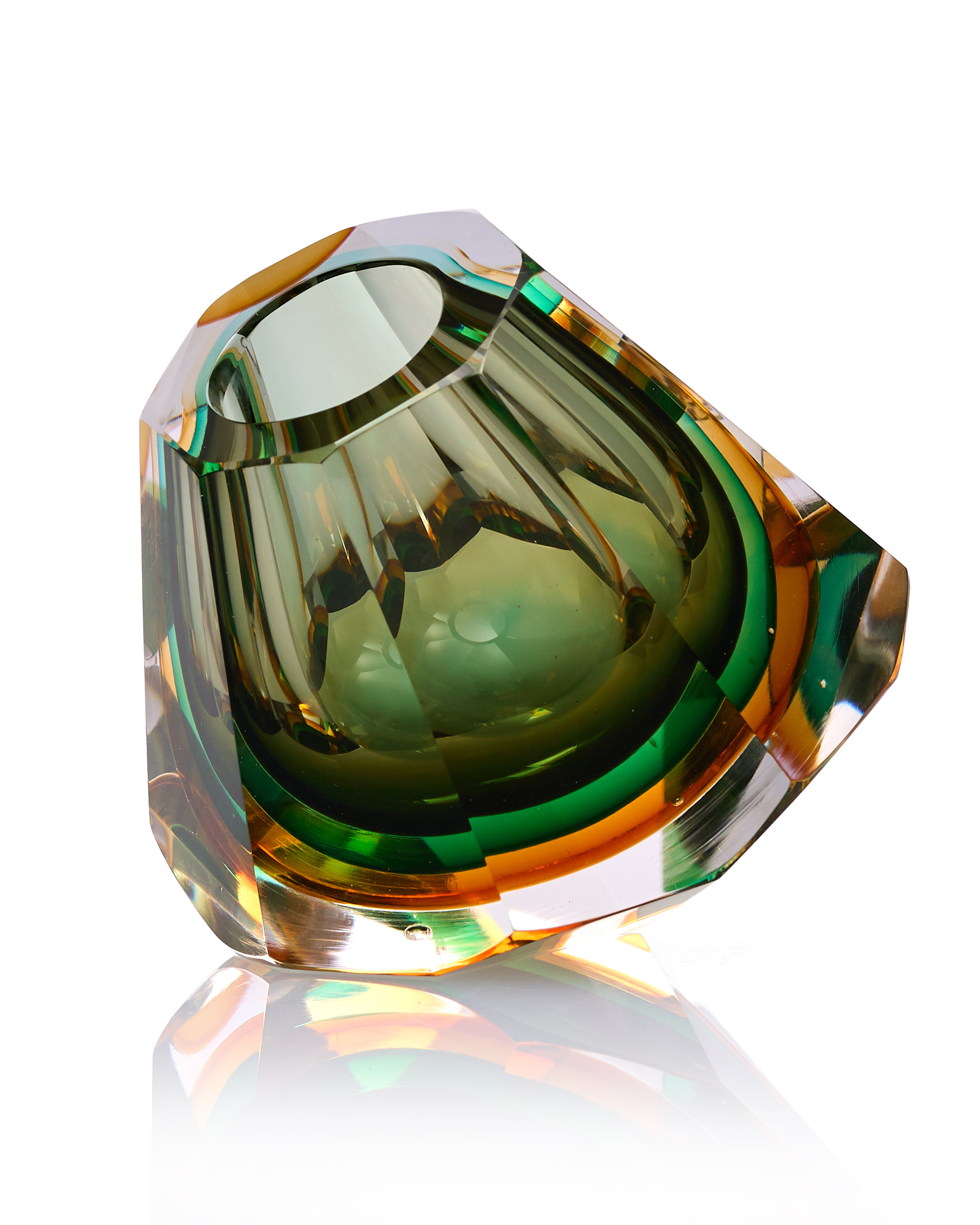 Emerald Facet Crystal Glass Vase