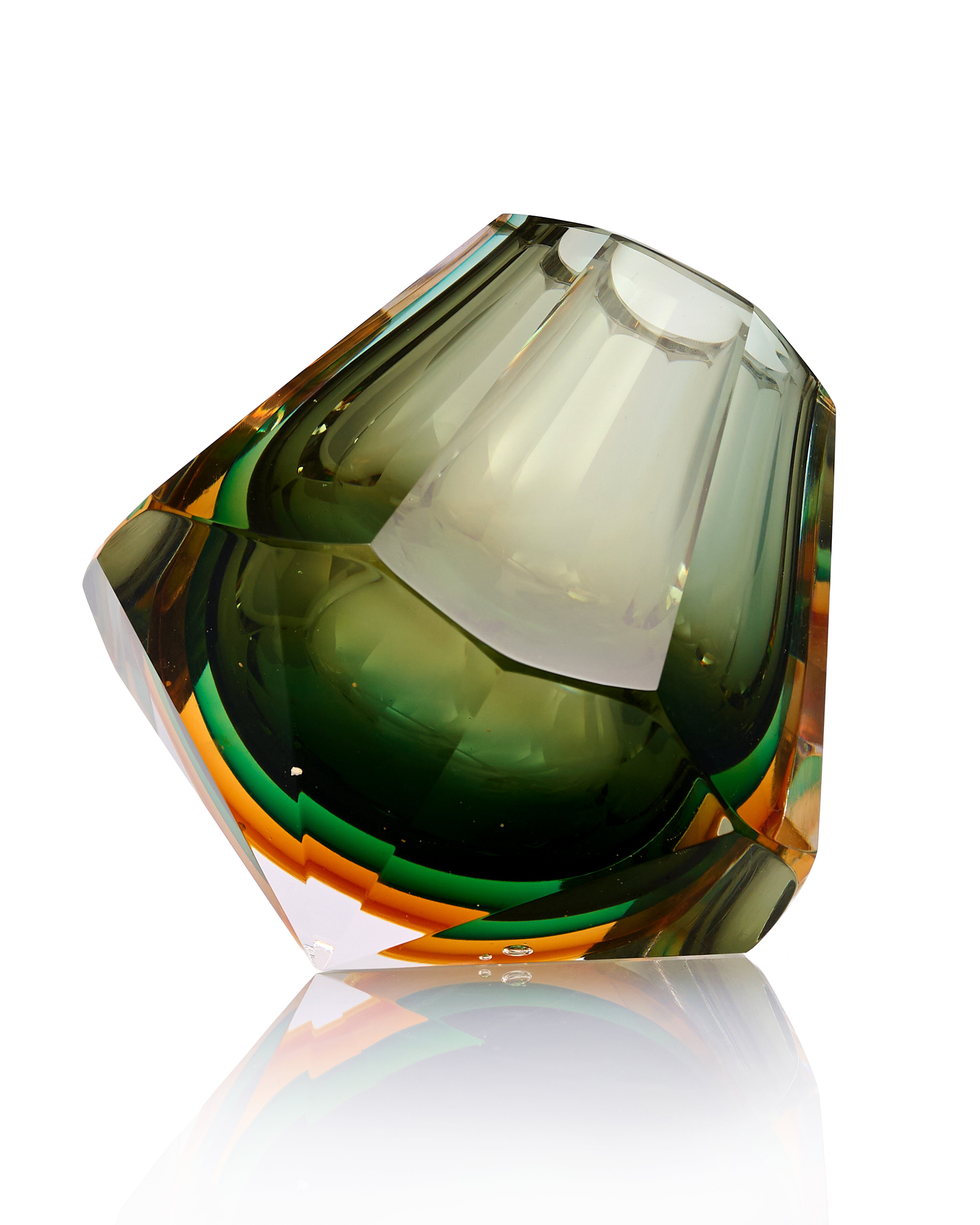 Emerald Facet Crystal Glass Vase