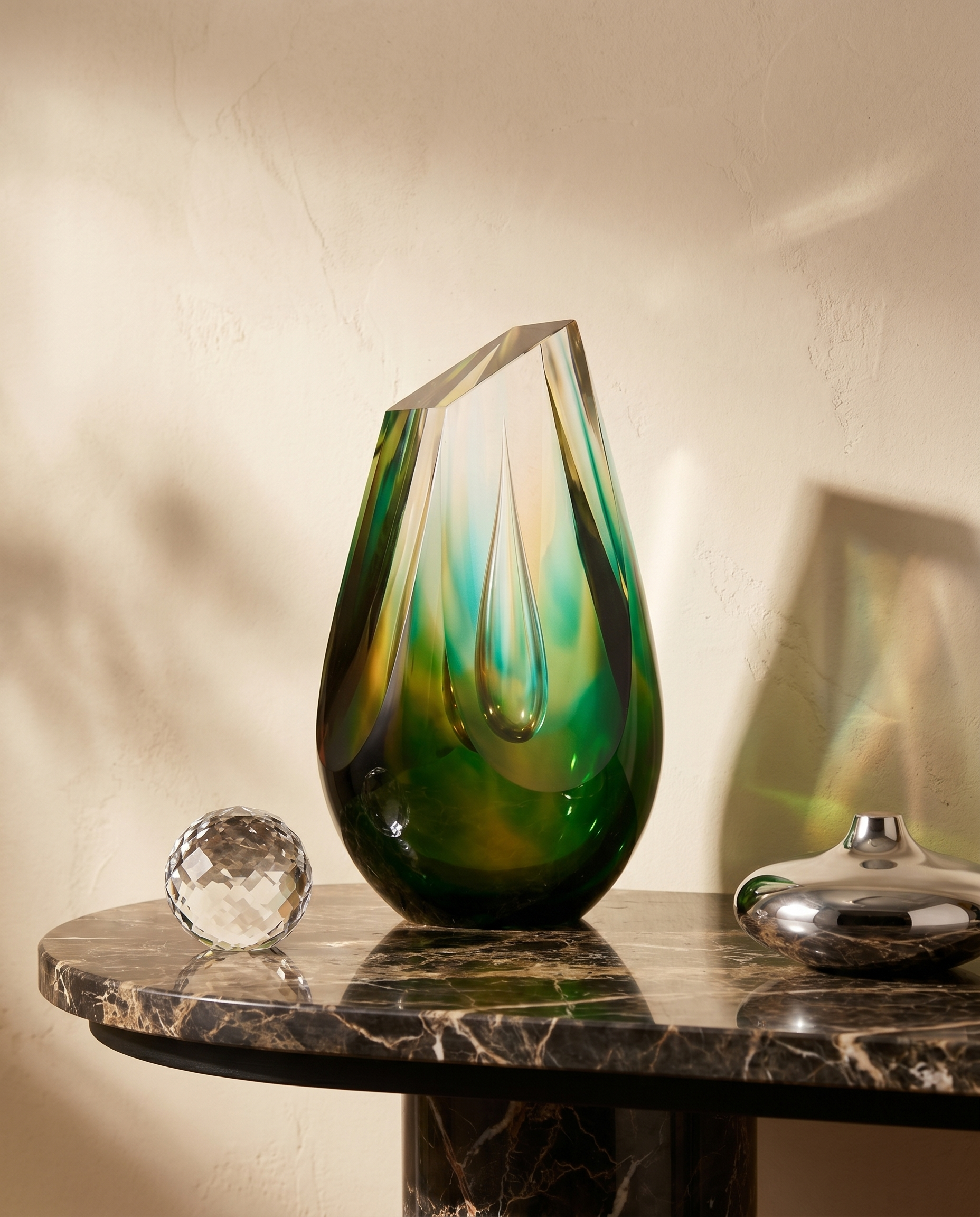 Emerald Jade Crystal Cut Decor