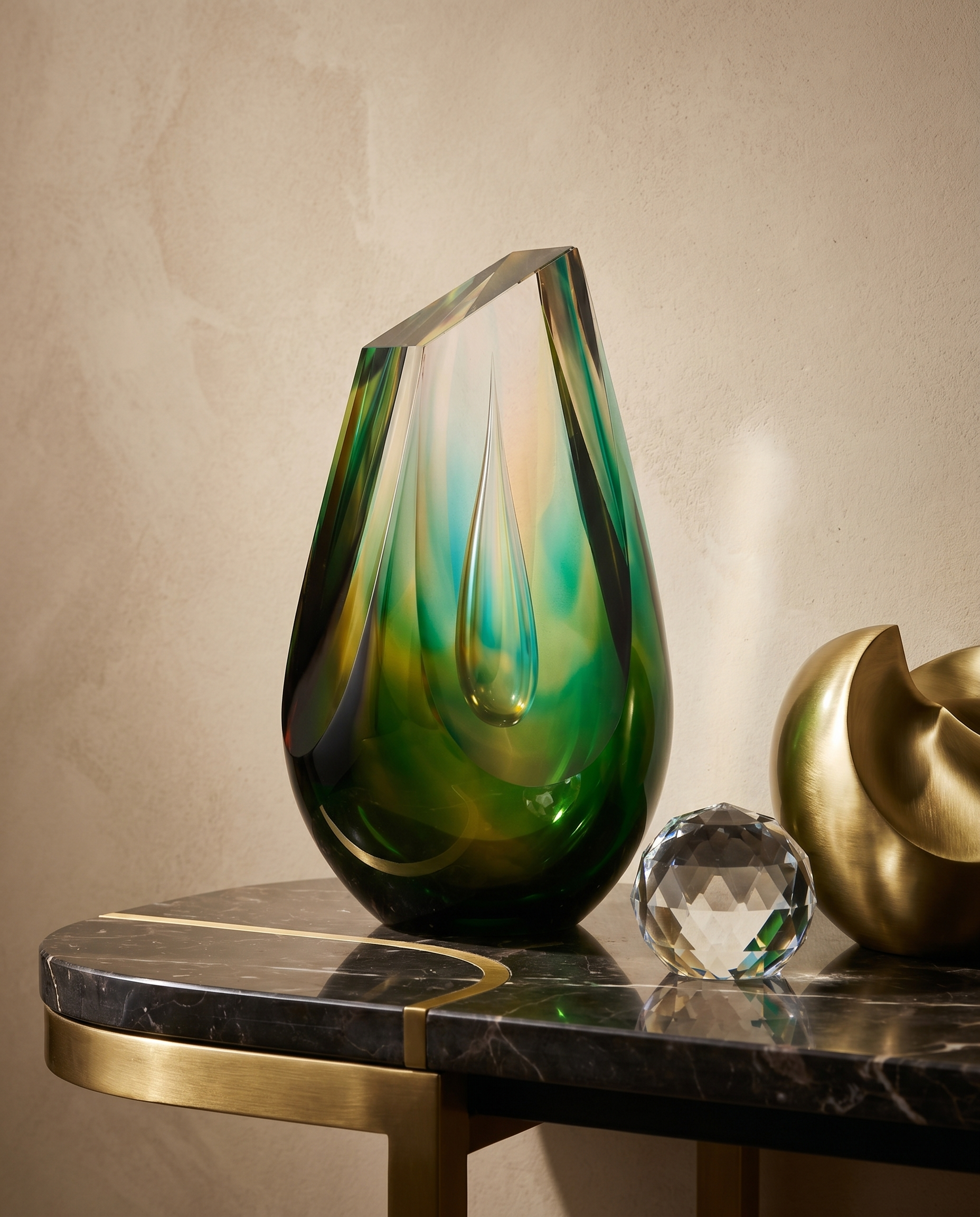 Emerald Jade Crystal Cut Decor