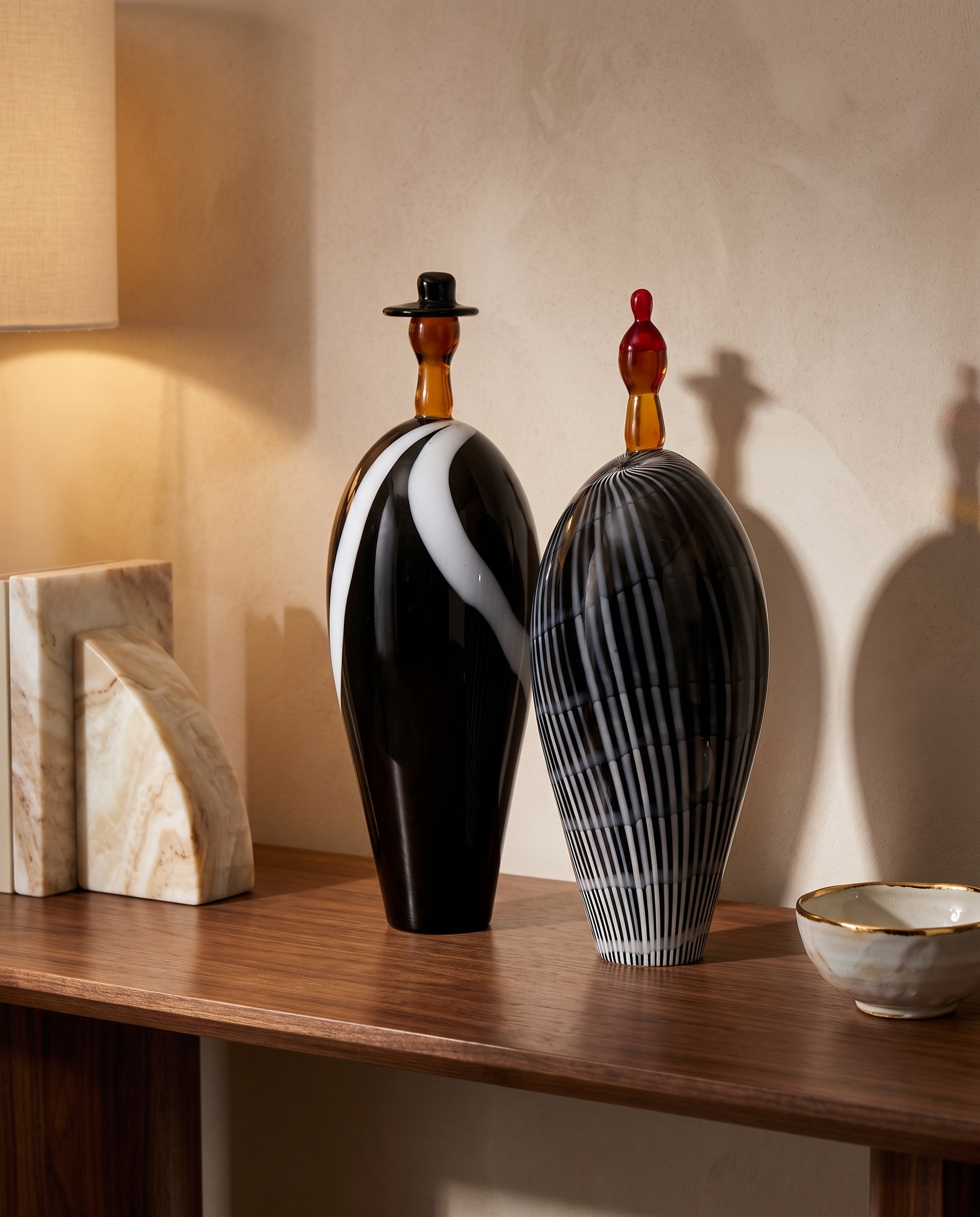 Eternal Bond Black Crsytal Glass Decor