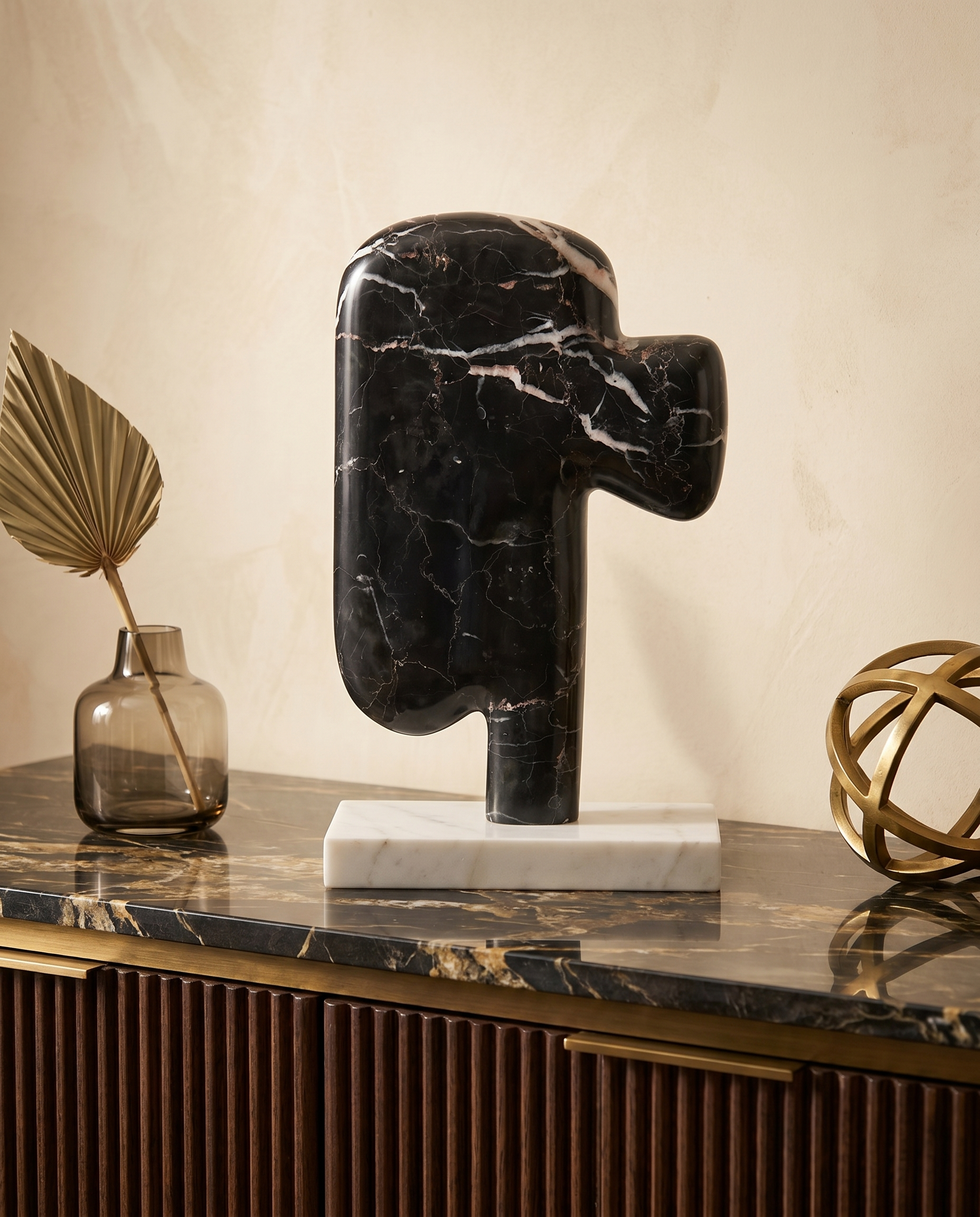 Silent Expression Marble Sculpture Black & White