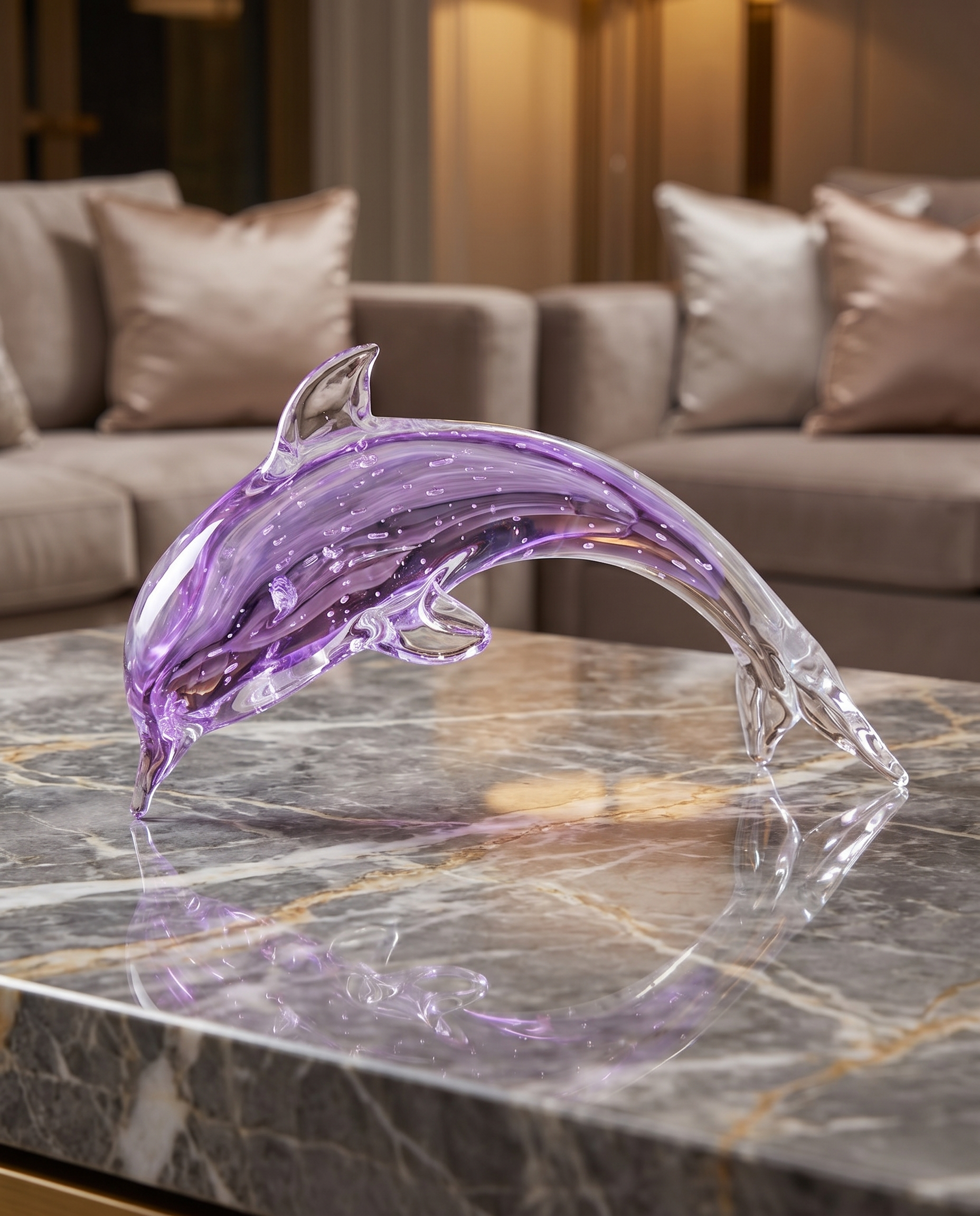 Crystal Glass Purple Fish Decor