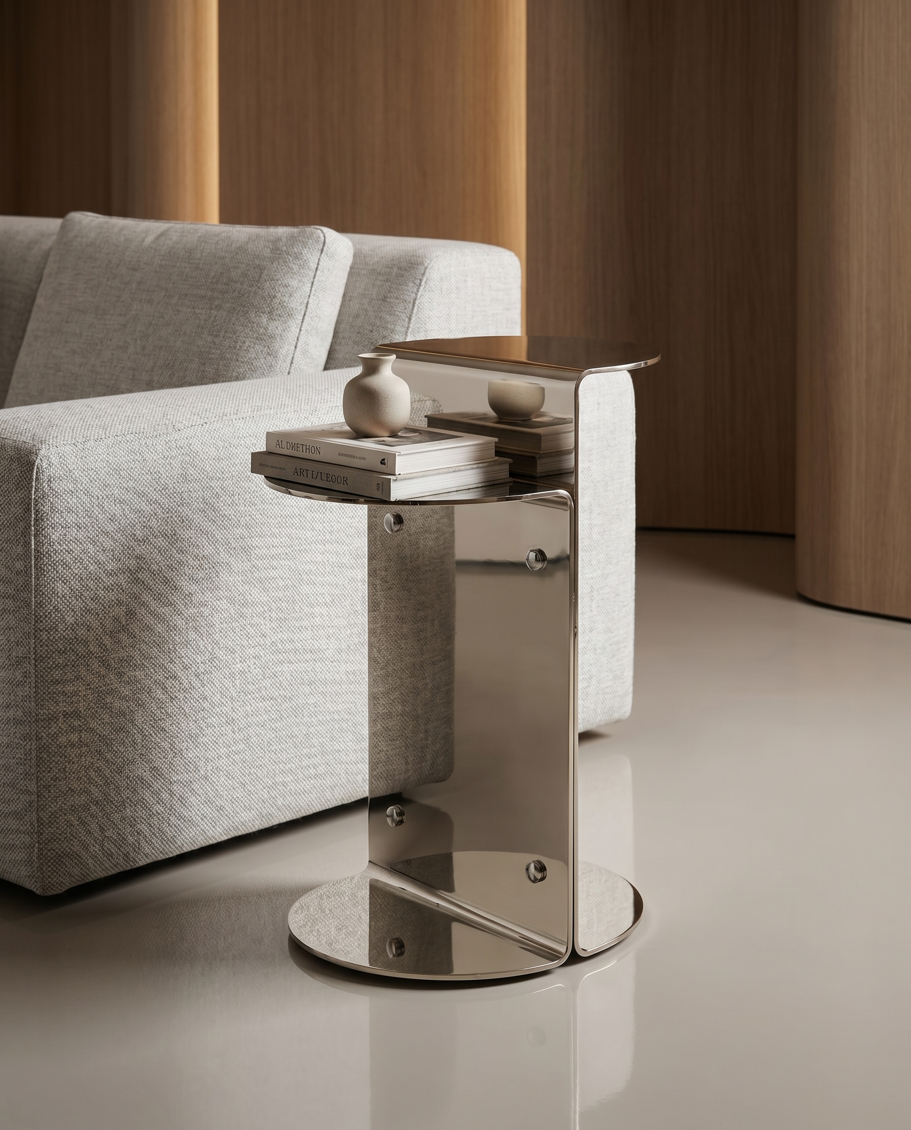 Flux Silver Stainless Steel Side Table