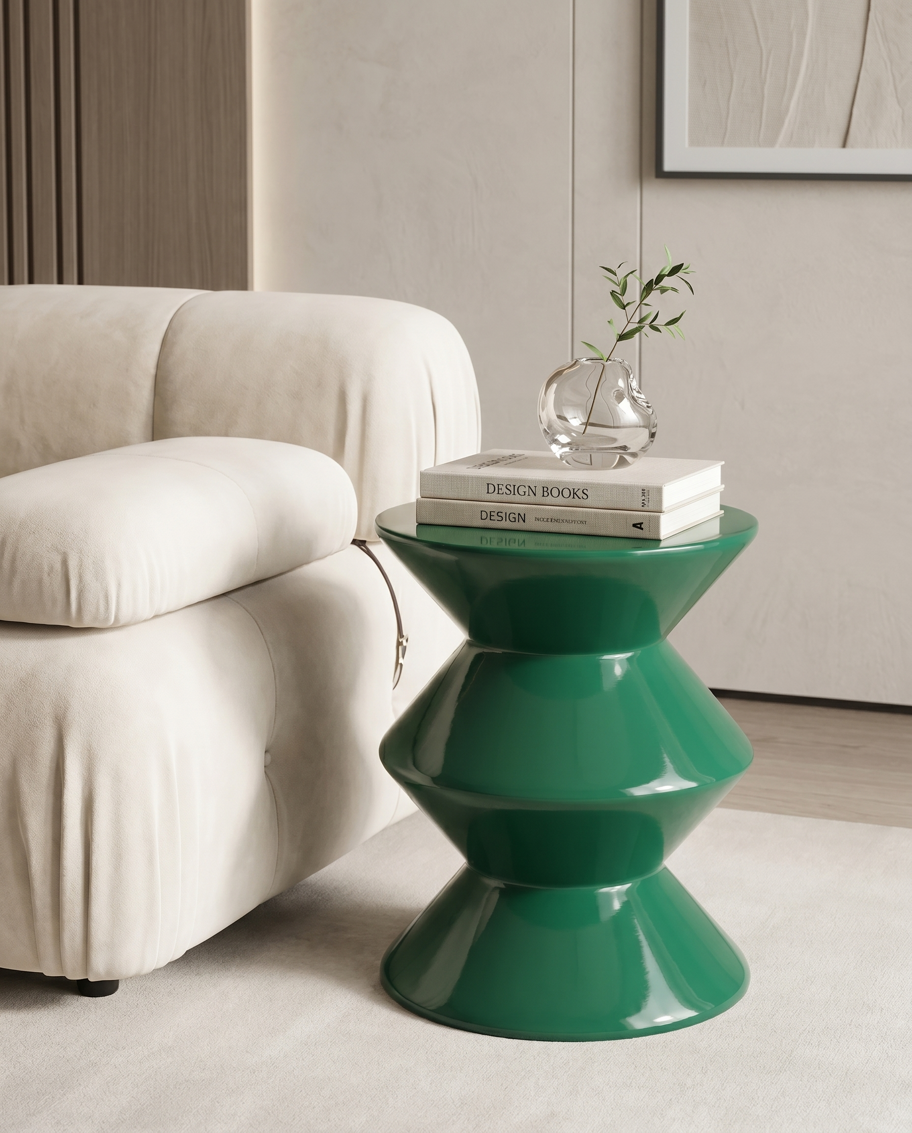 Geo Fibre Glass Side Table - Dark Green