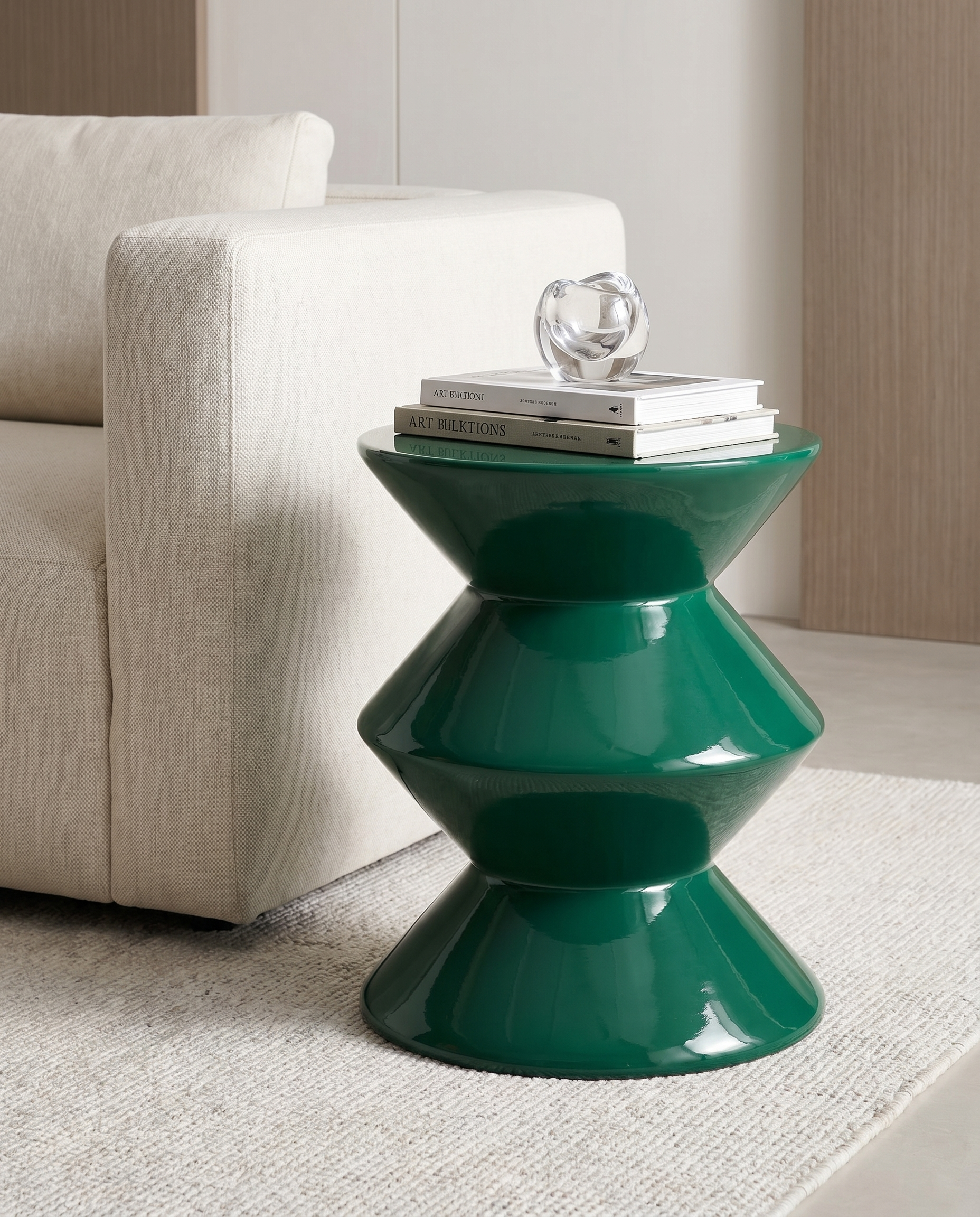 Geo Fibre Glass Side Table - Dark Green
