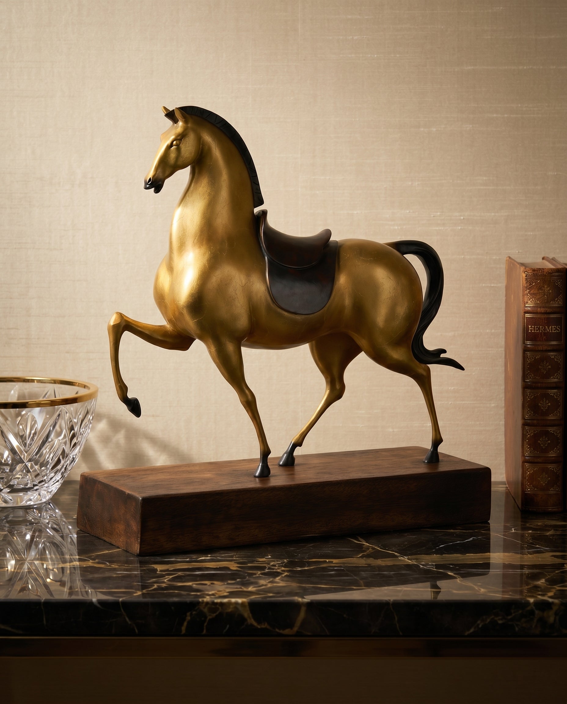 Gilded Stallion Stylized Horse Sculpture