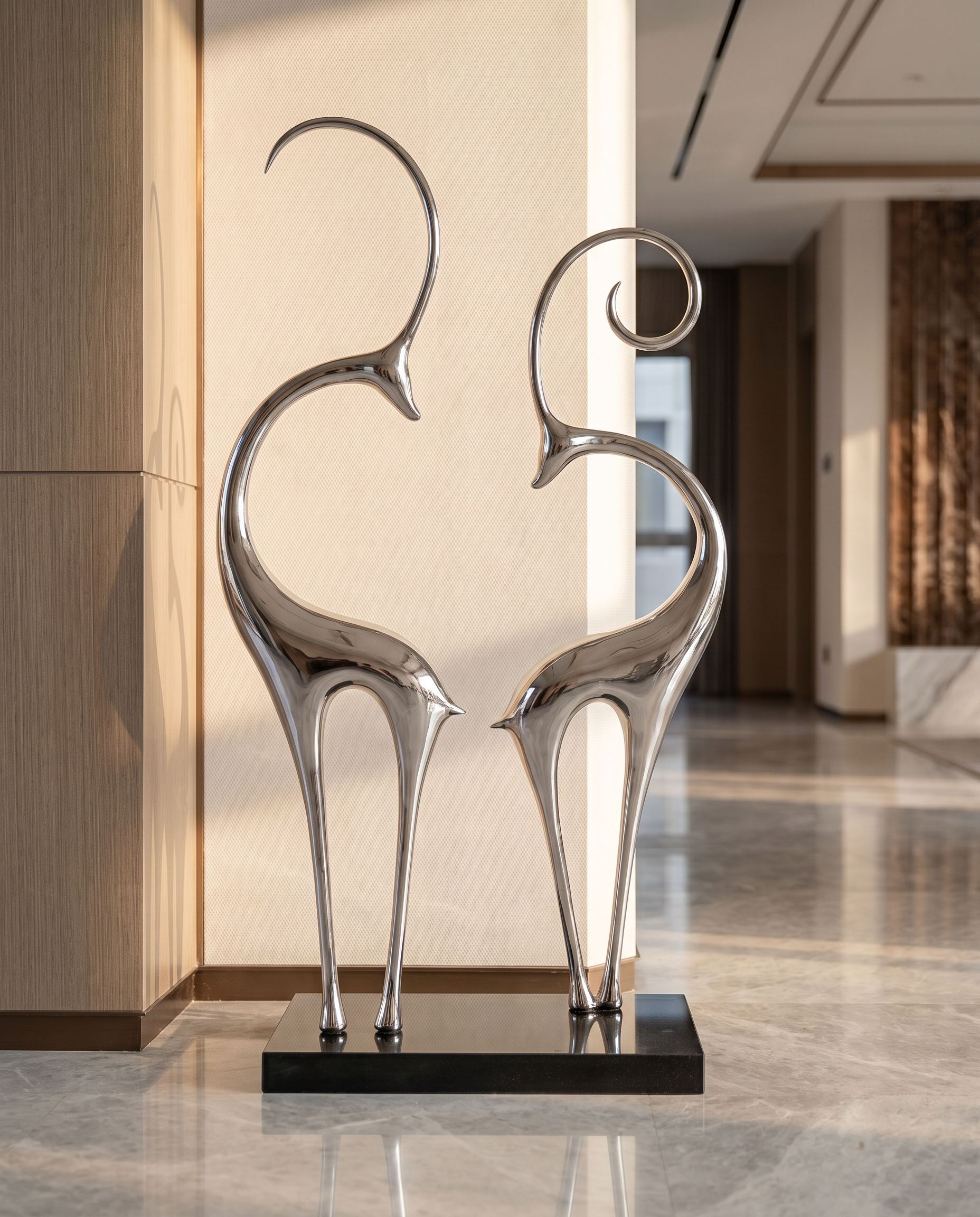 Girry Deer Stainless Steel Sculpture Silver