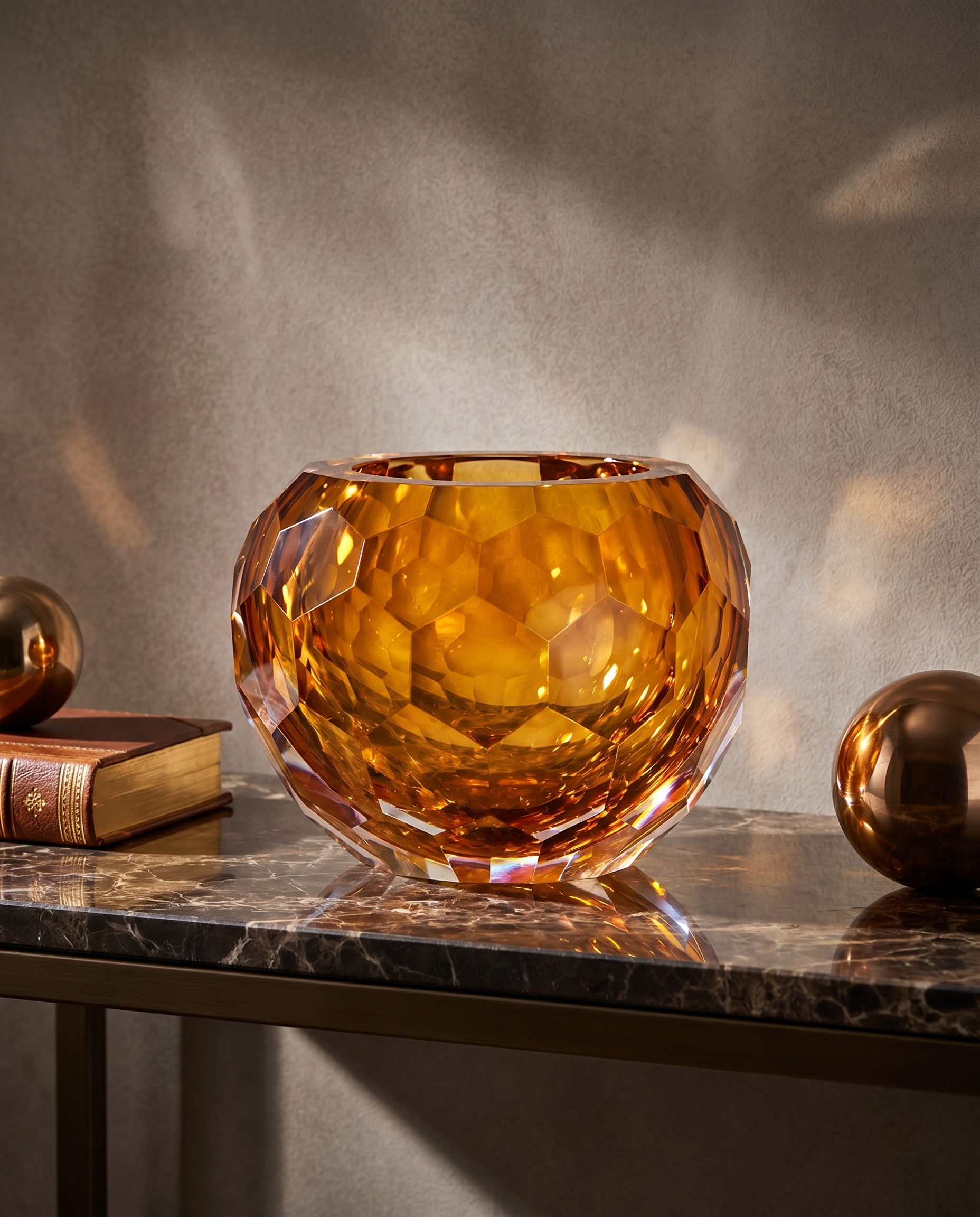 Golden Ember Crystal Crown Bowl