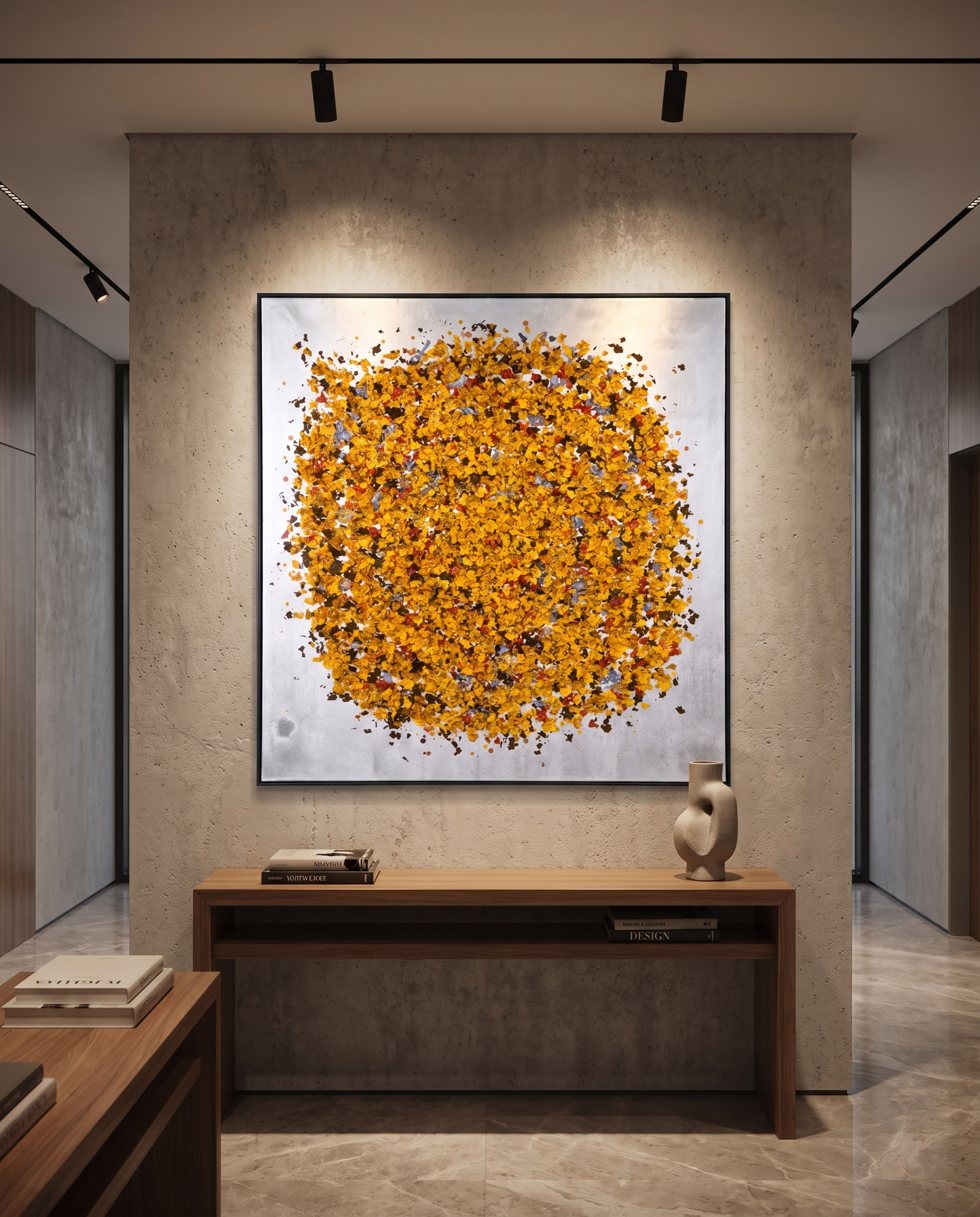 Golden Blooms - Floral Blossom Modern Wallart