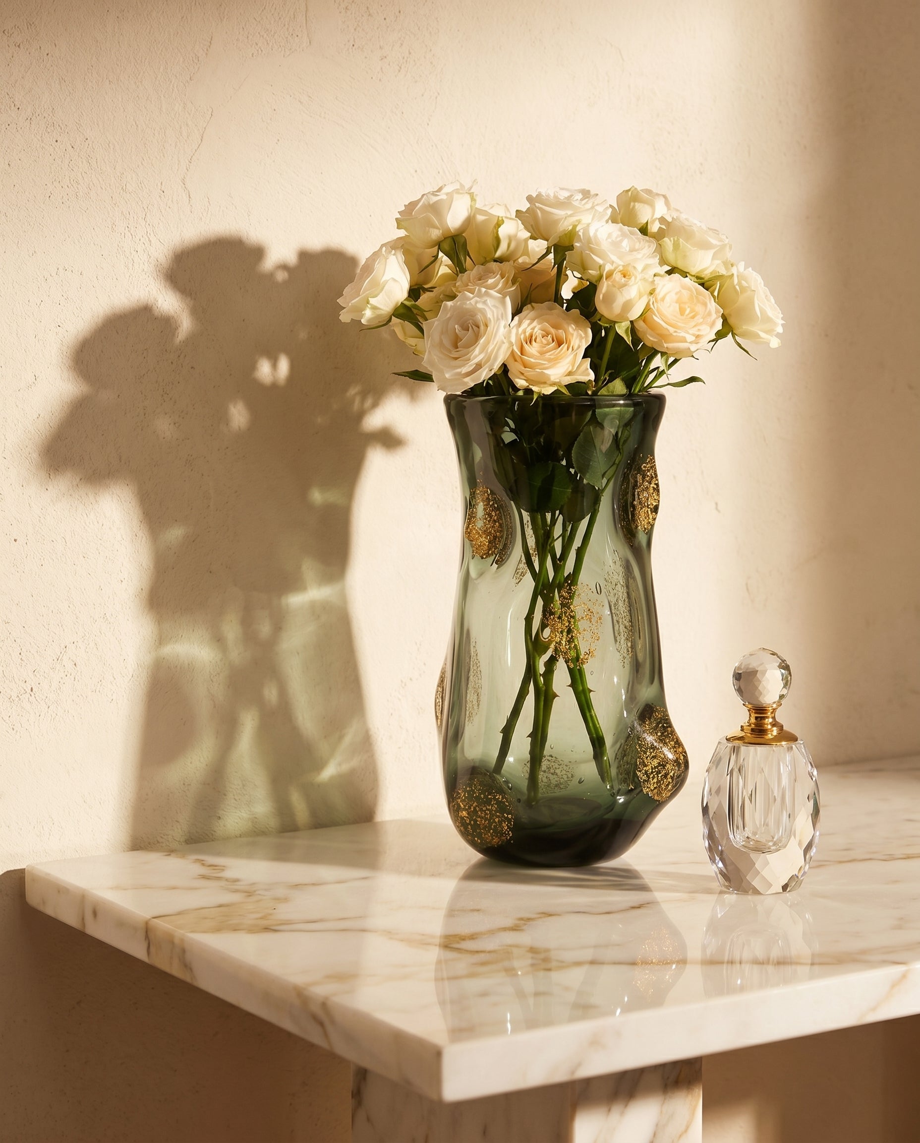 Obsidia Olive Green Swirl Vase