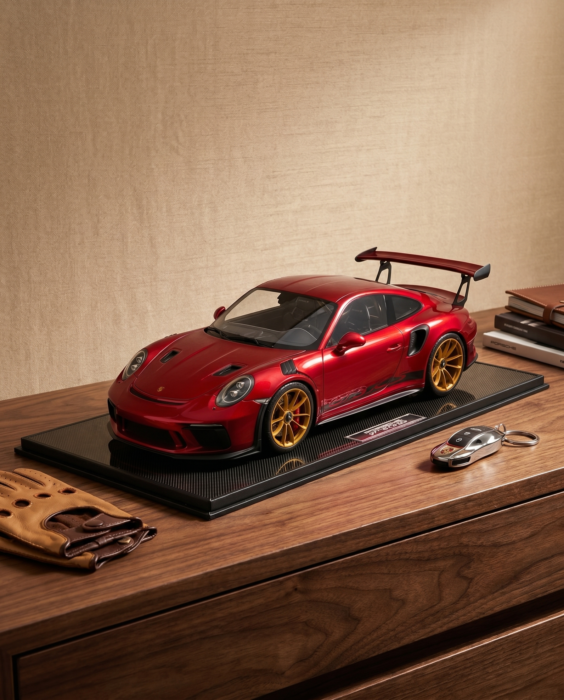 Porsche 911 GT3RS Guards Red with Golden Wheels (11/50) 1:8 Scale Model