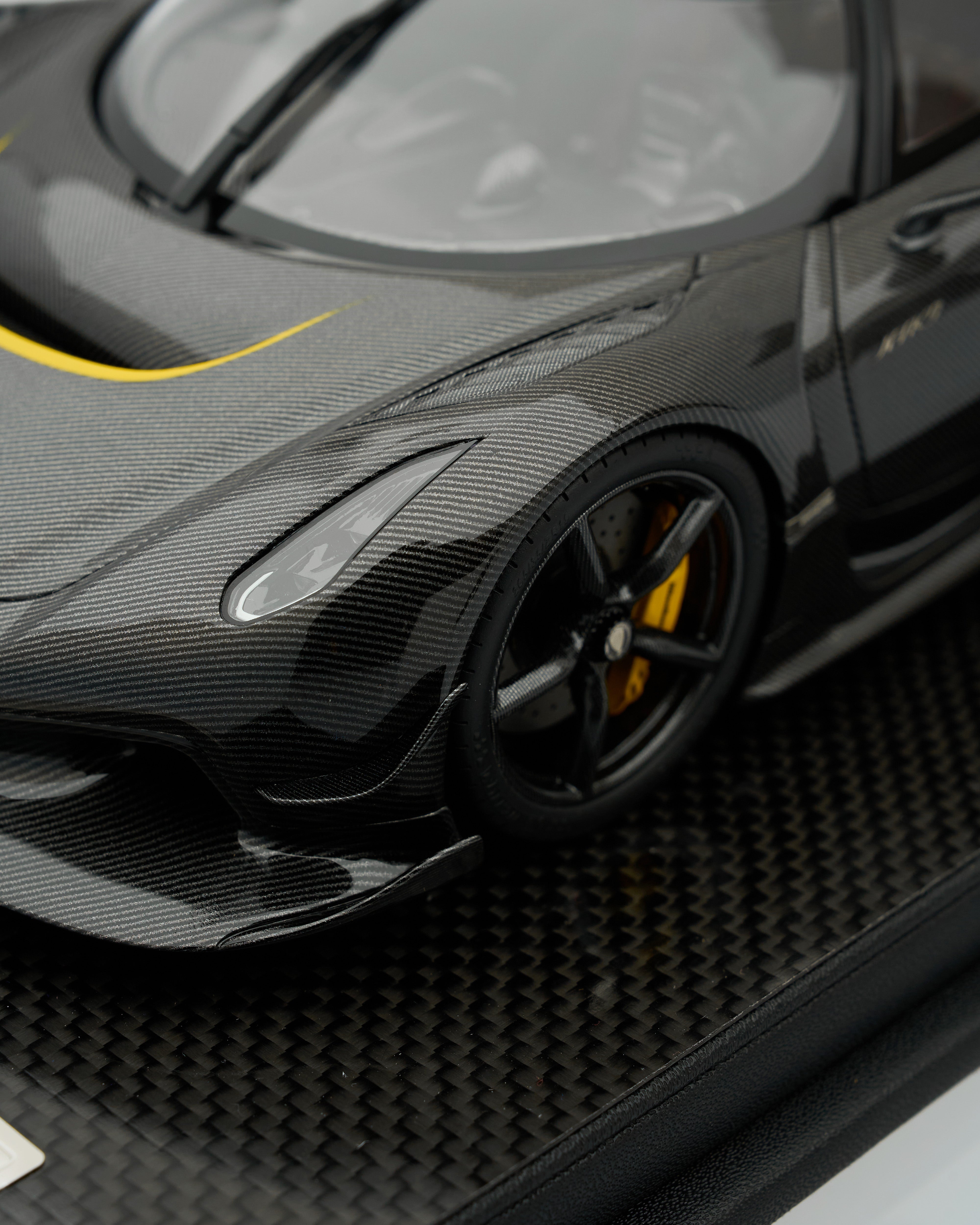 Detailed view of Koenigsegg Jesko 7510 1:18 scale model highlighting fine exterior and engine details
