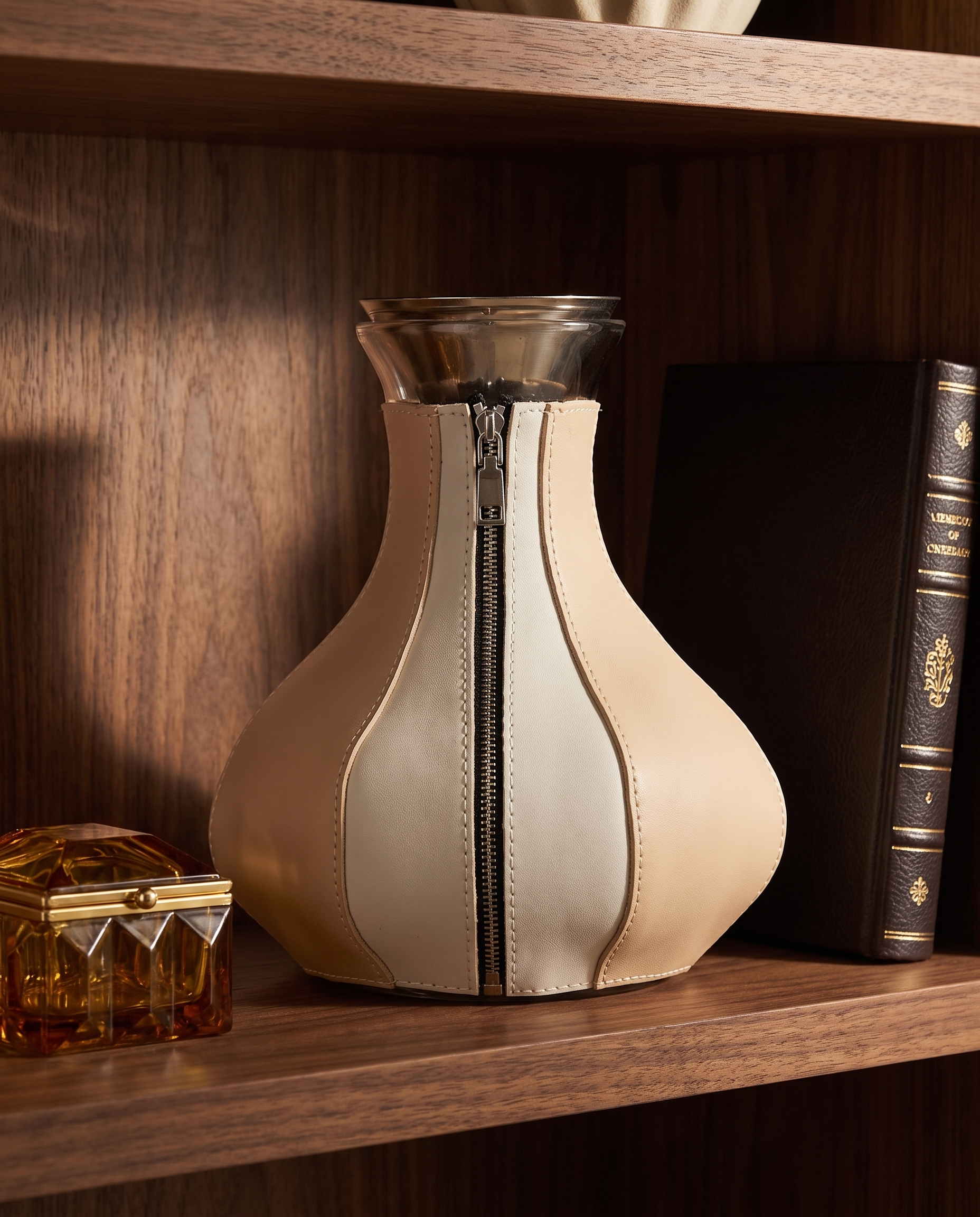 Modern Leather Accent Jug Decor