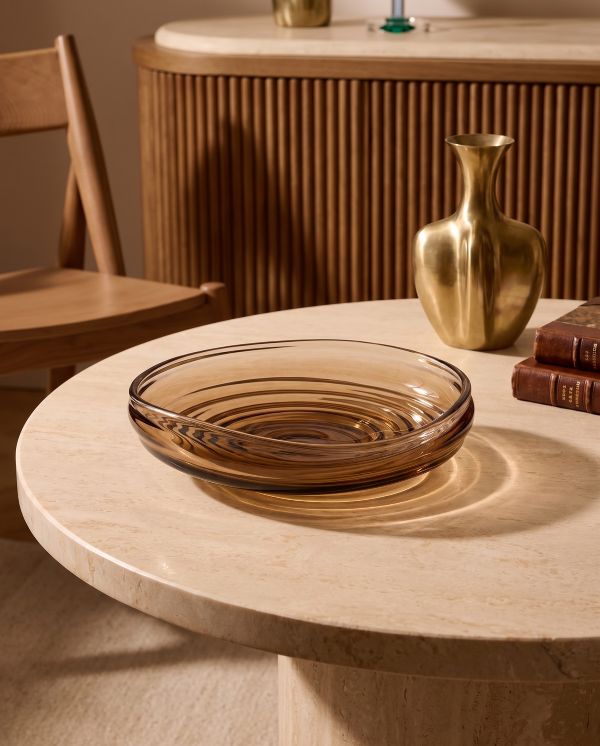 Levora Brown Crystal Centerpiece Tray