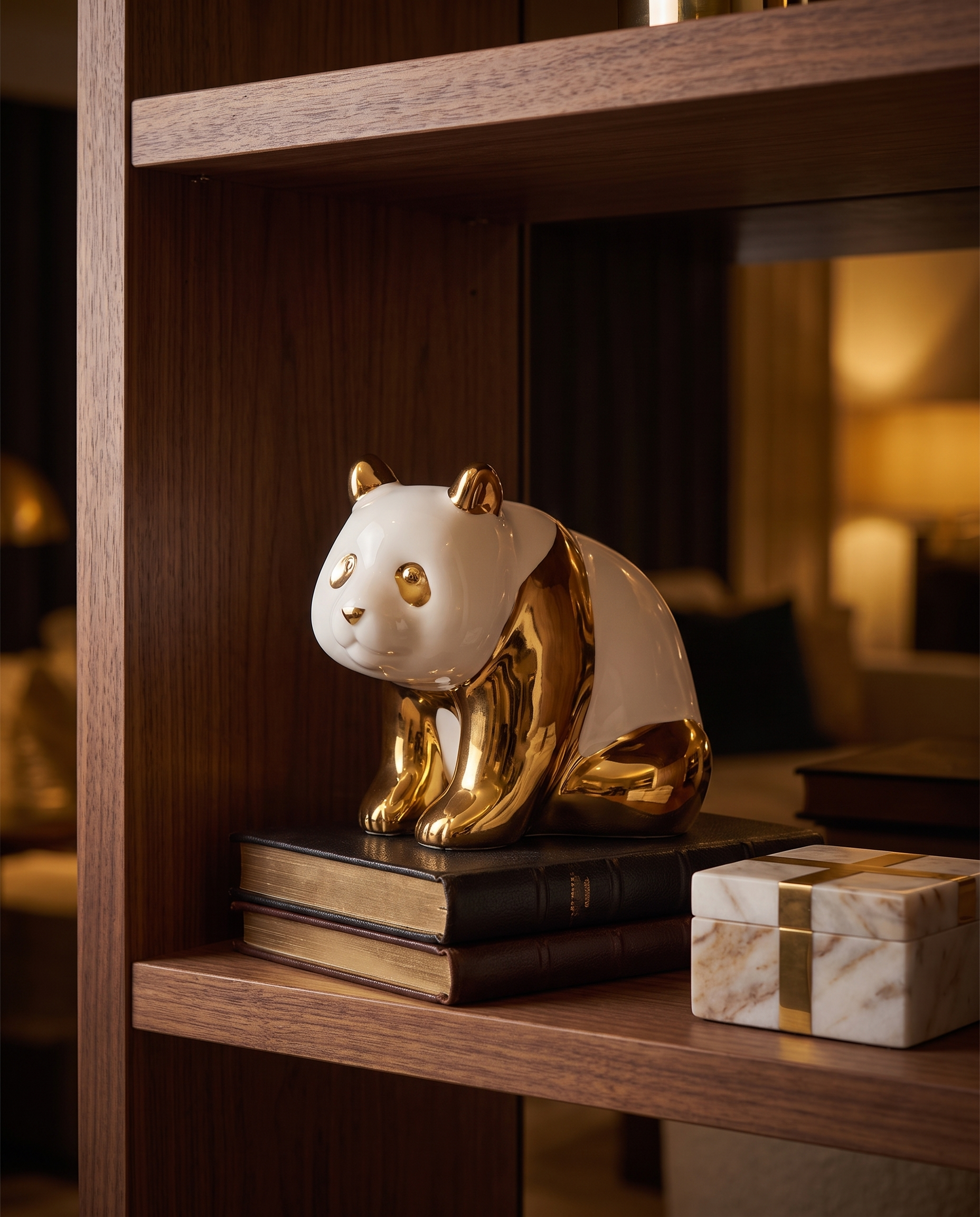 Lunara Ceramic Lazy Golden Panda Figurine