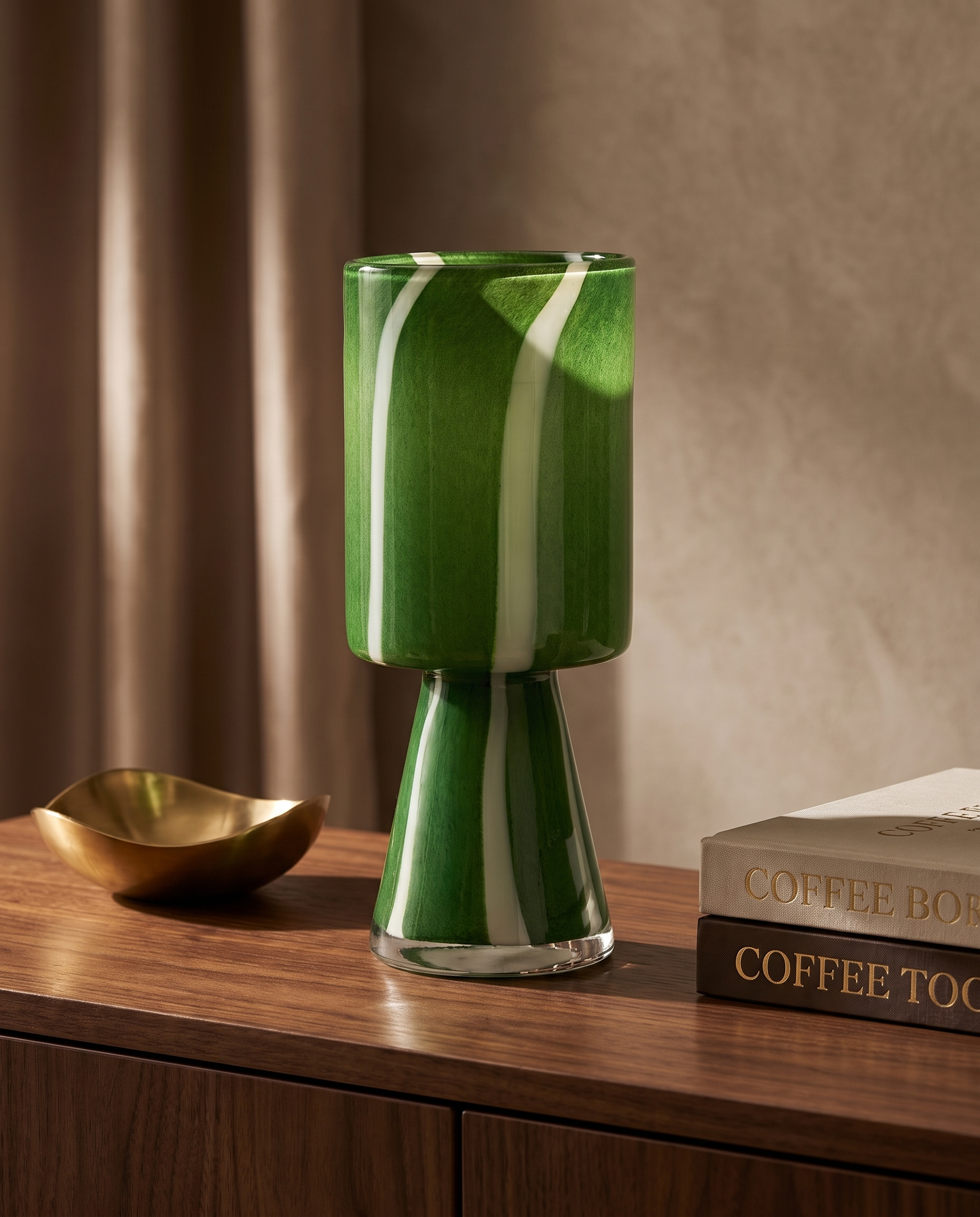 Malachite Palm Green Murano Vase Long