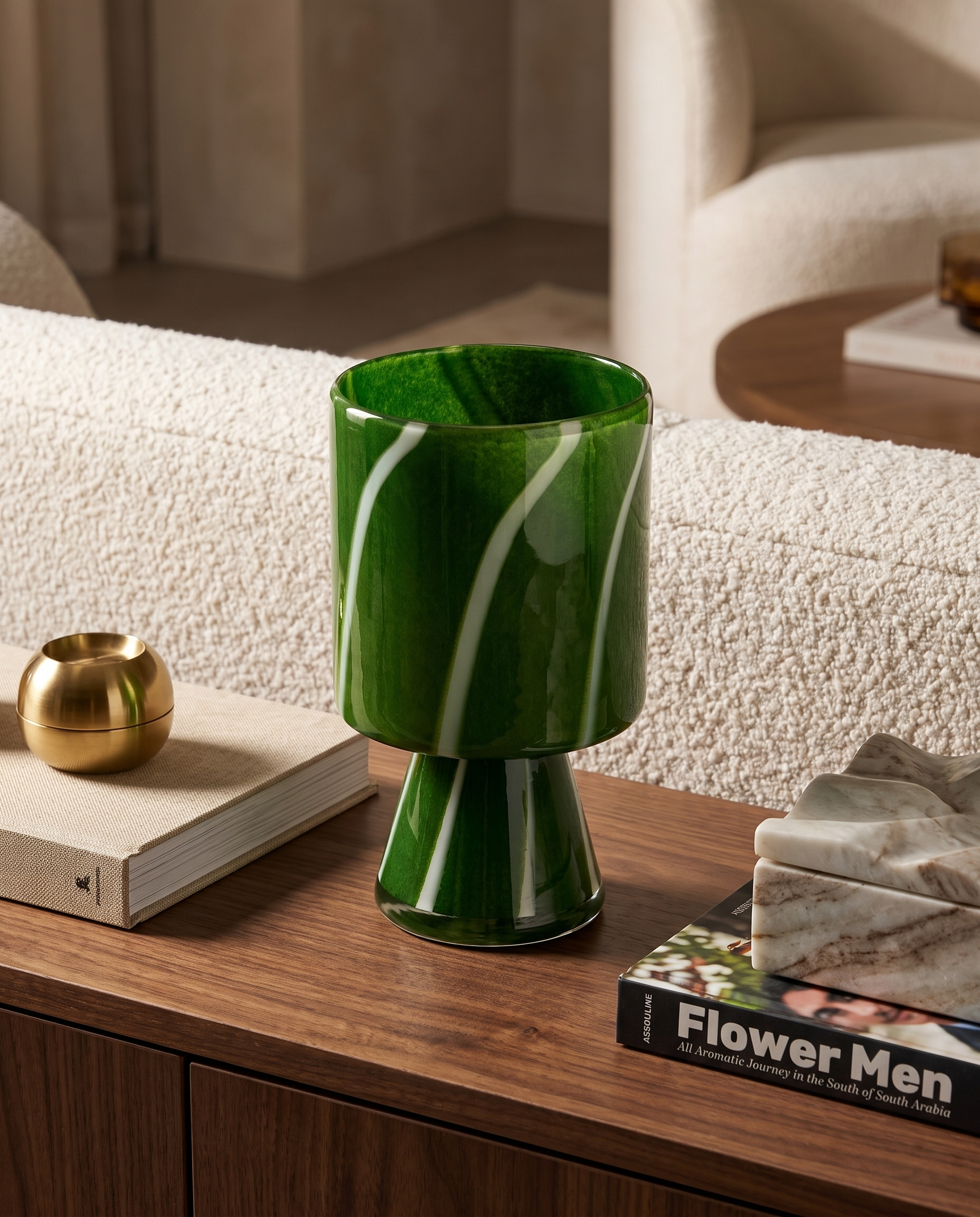 Malachite Palm Green Murano Vase Medium
